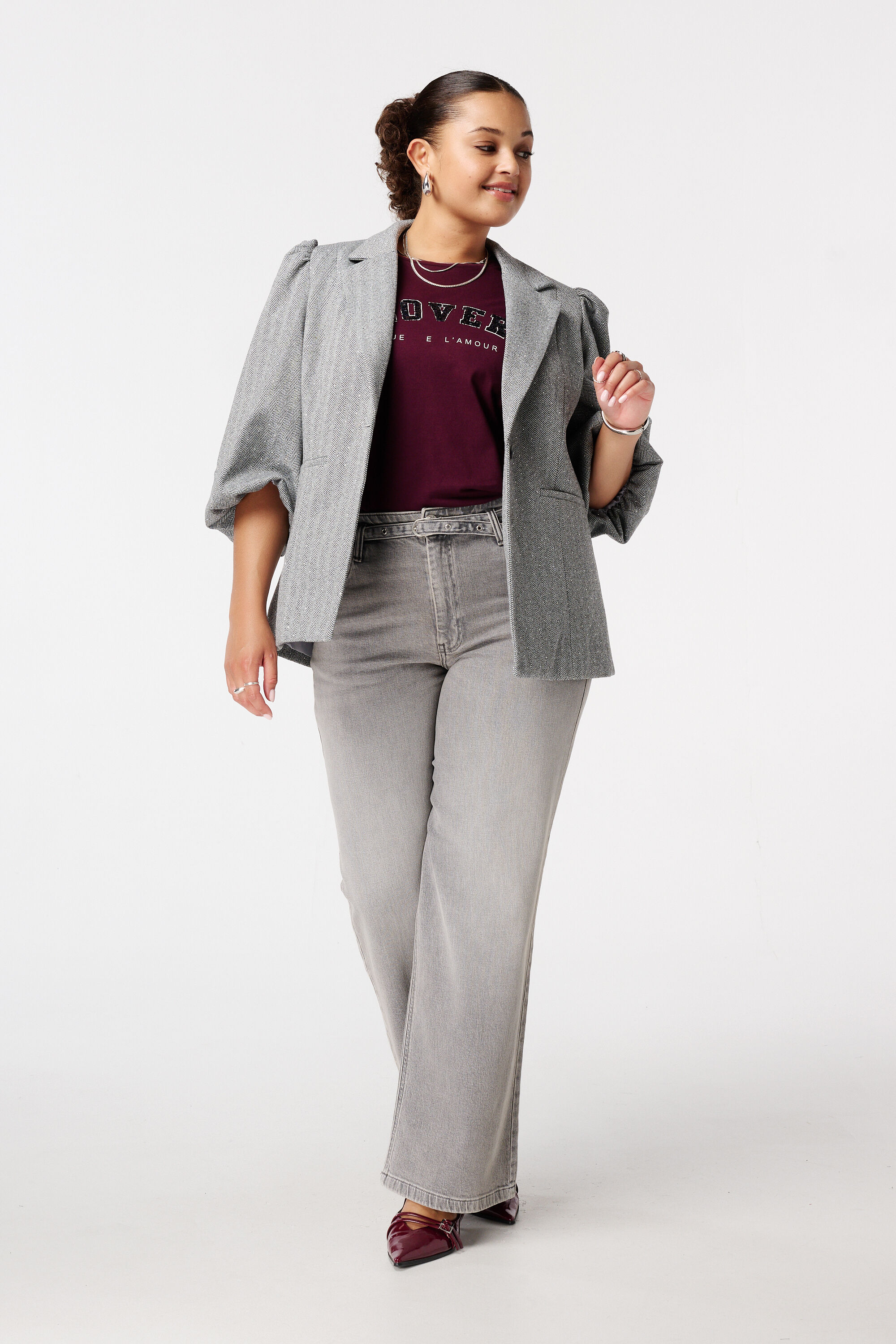 Blazer avec lurex et manches courtes bouffantes image number 5