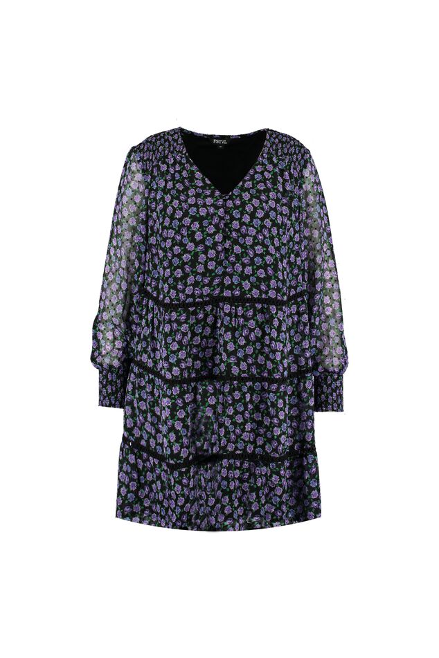 Robe à fleurs avec des décors froncés   image number 2