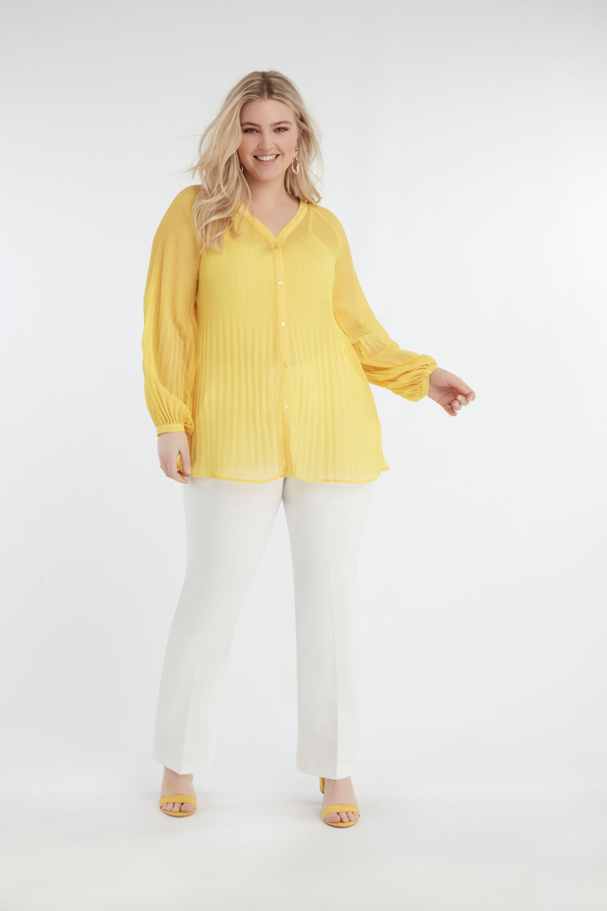 Chemisier jaune pliss&eacute; image number 4
