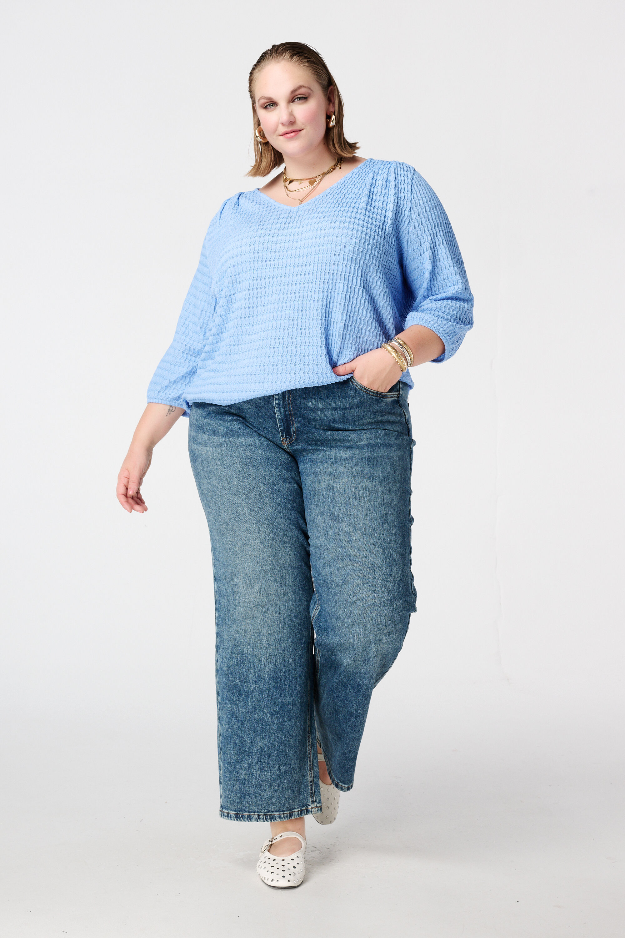 Haut en jersey &agrave; structure image number 5