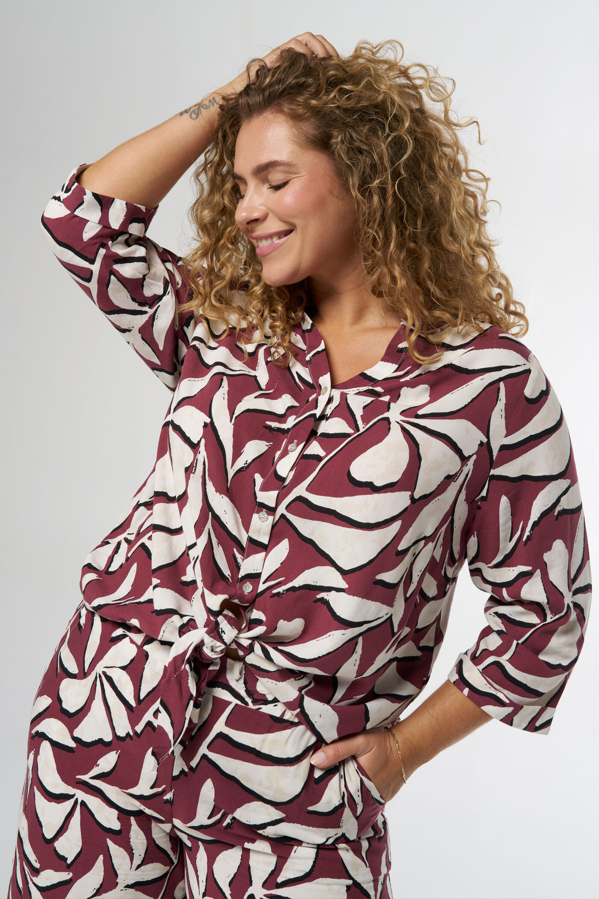 Femmes Chemisier avec n ud Multi Groseille MS Mode