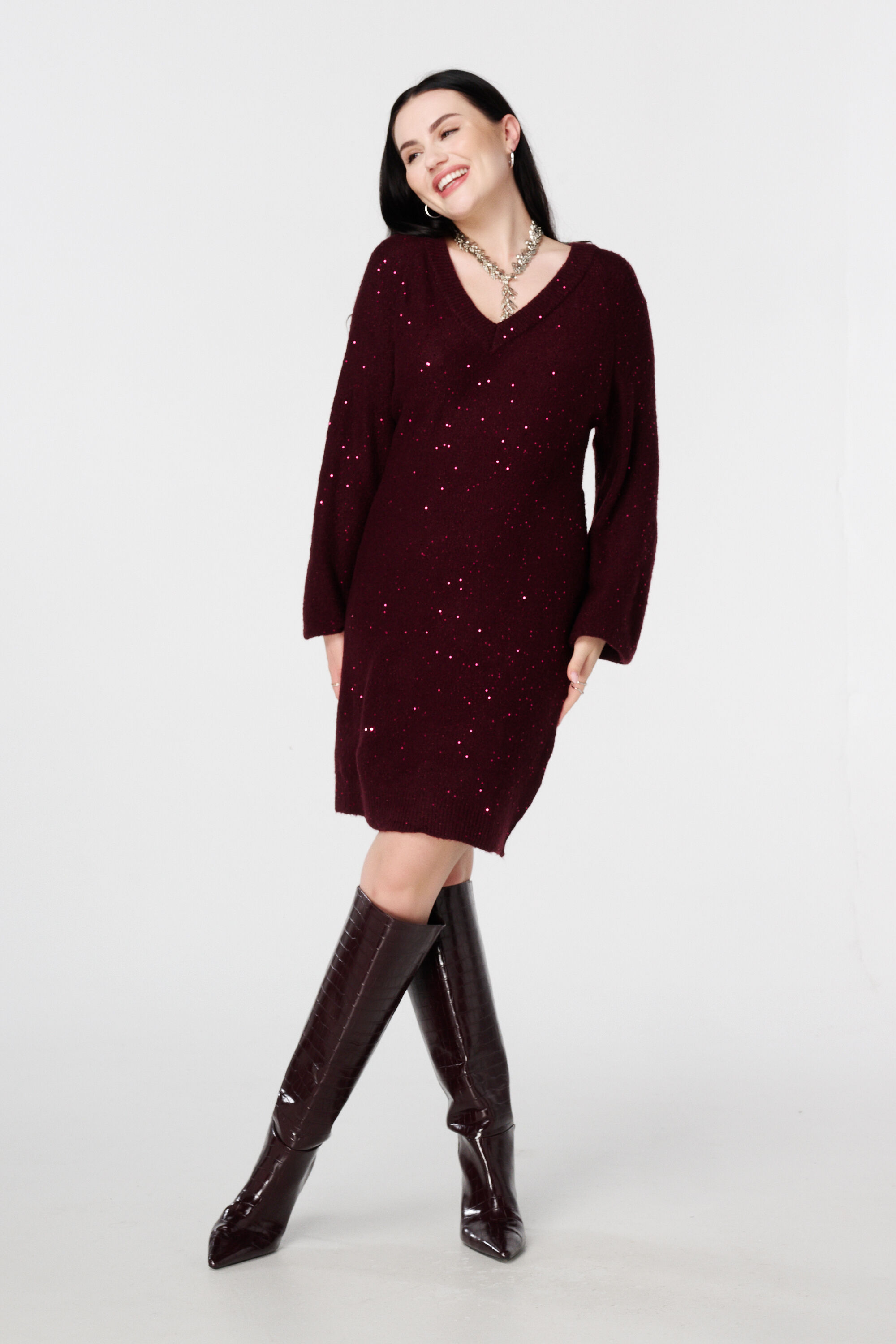 Tunique en maille avec paillettes et fil brillant