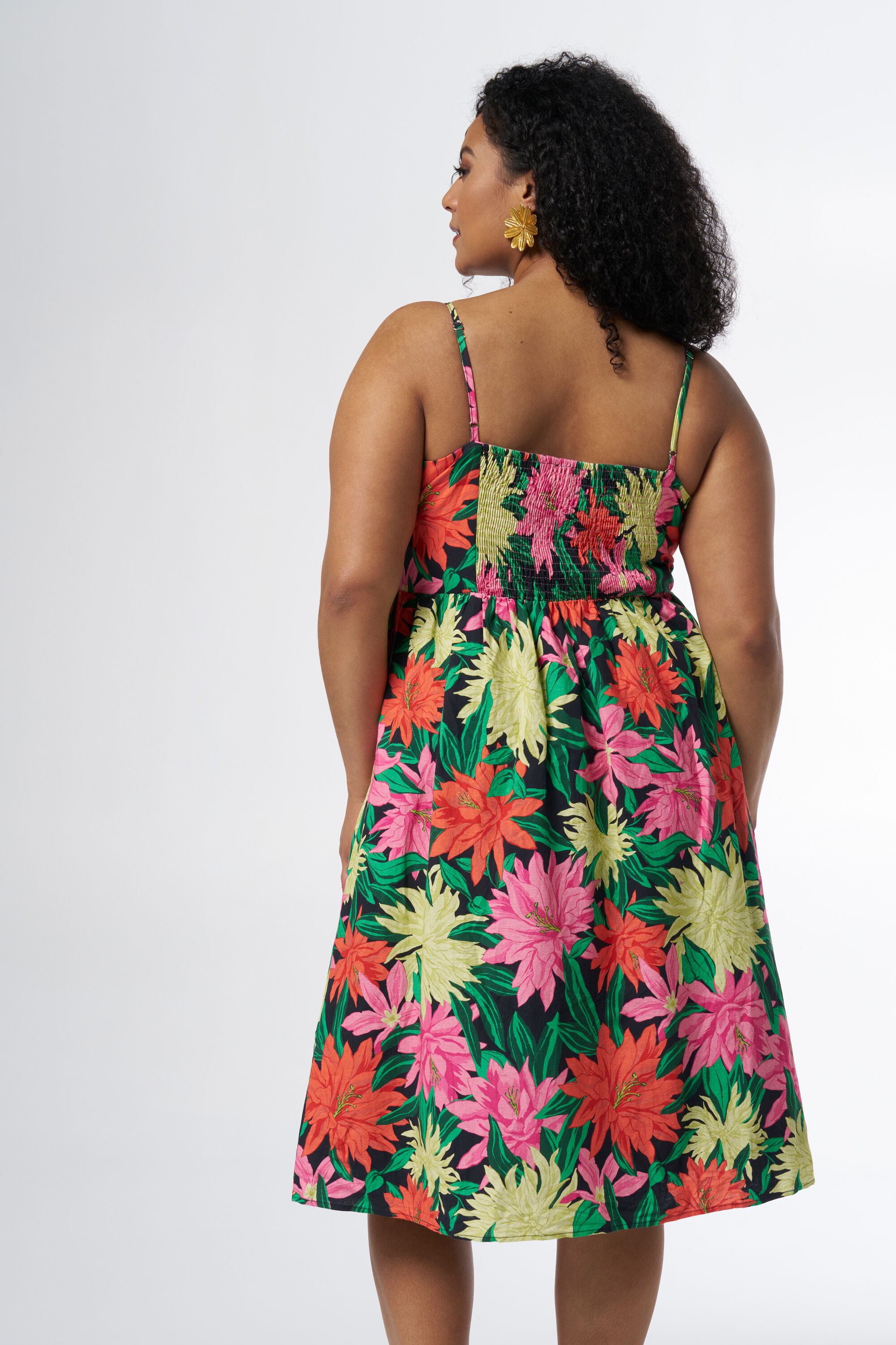 Robe midi boutonn&eacute;e et &agrave; imprim&eacute; image number 3