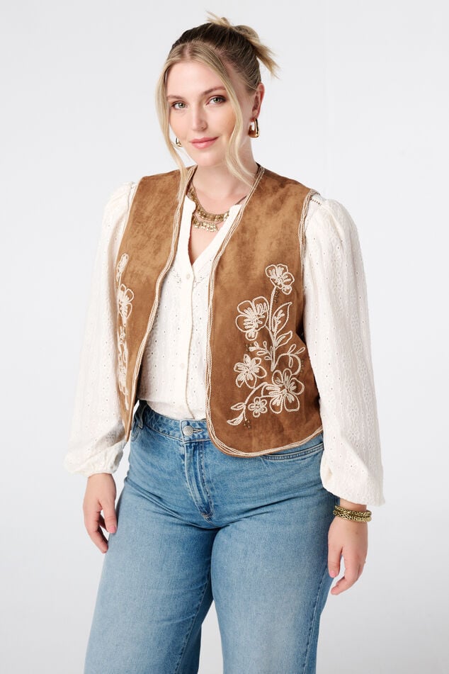 Gilet en suède avec broderies image number 0