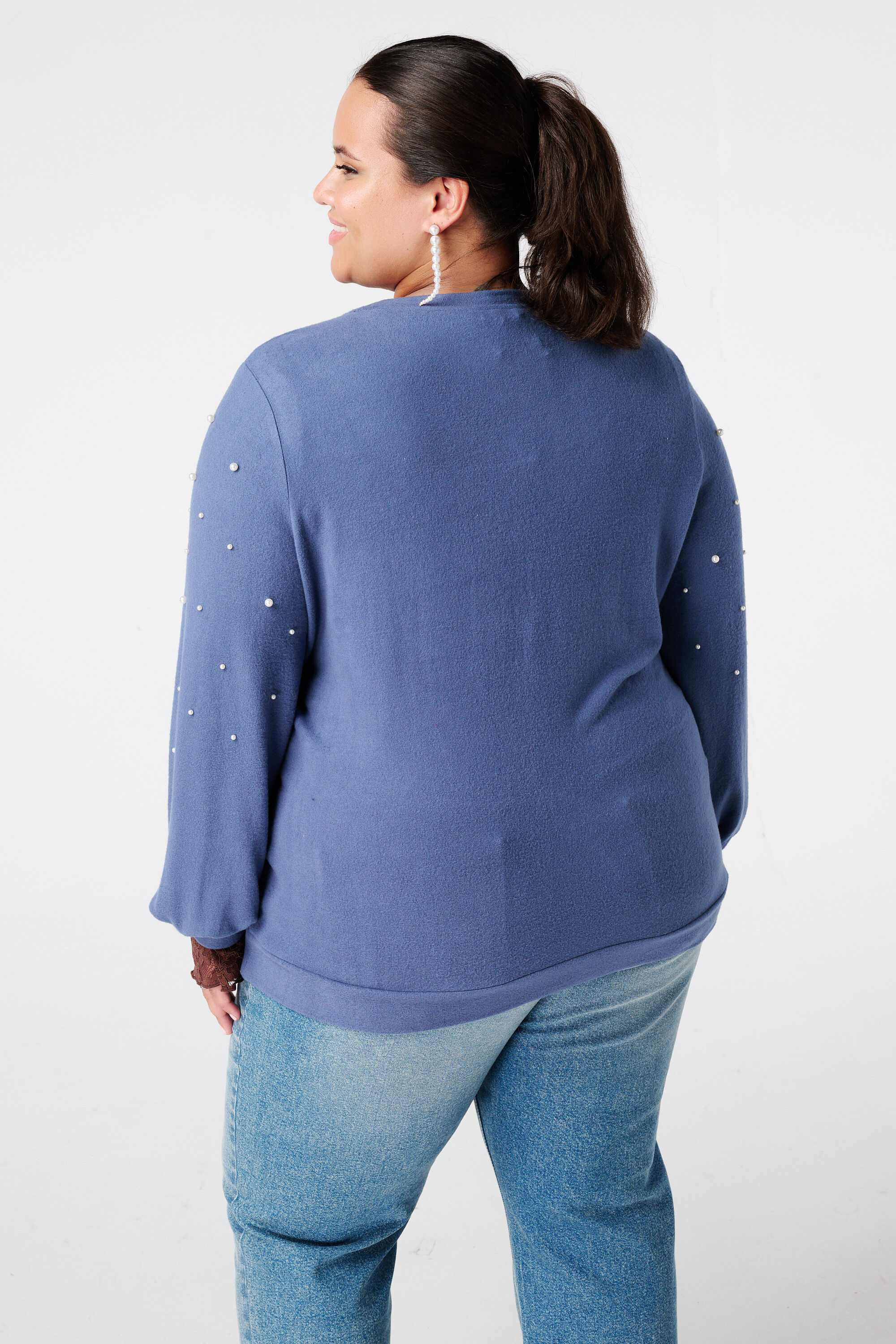 Pull bross&eacute; avec imprim&eacute; perle image number 3