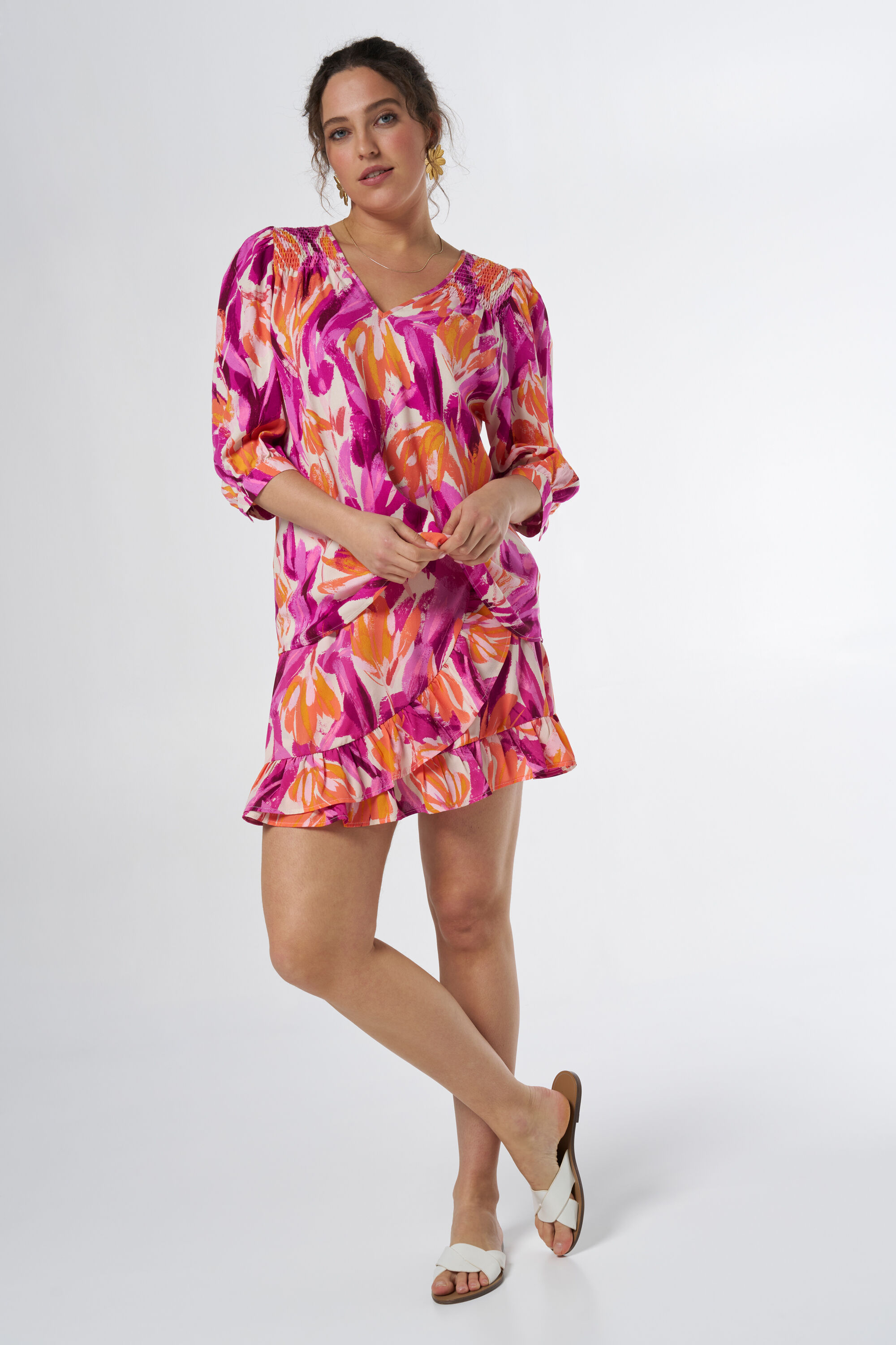 Chemisier &agrave; d&eacute;tails smock&eacute;s image number 5