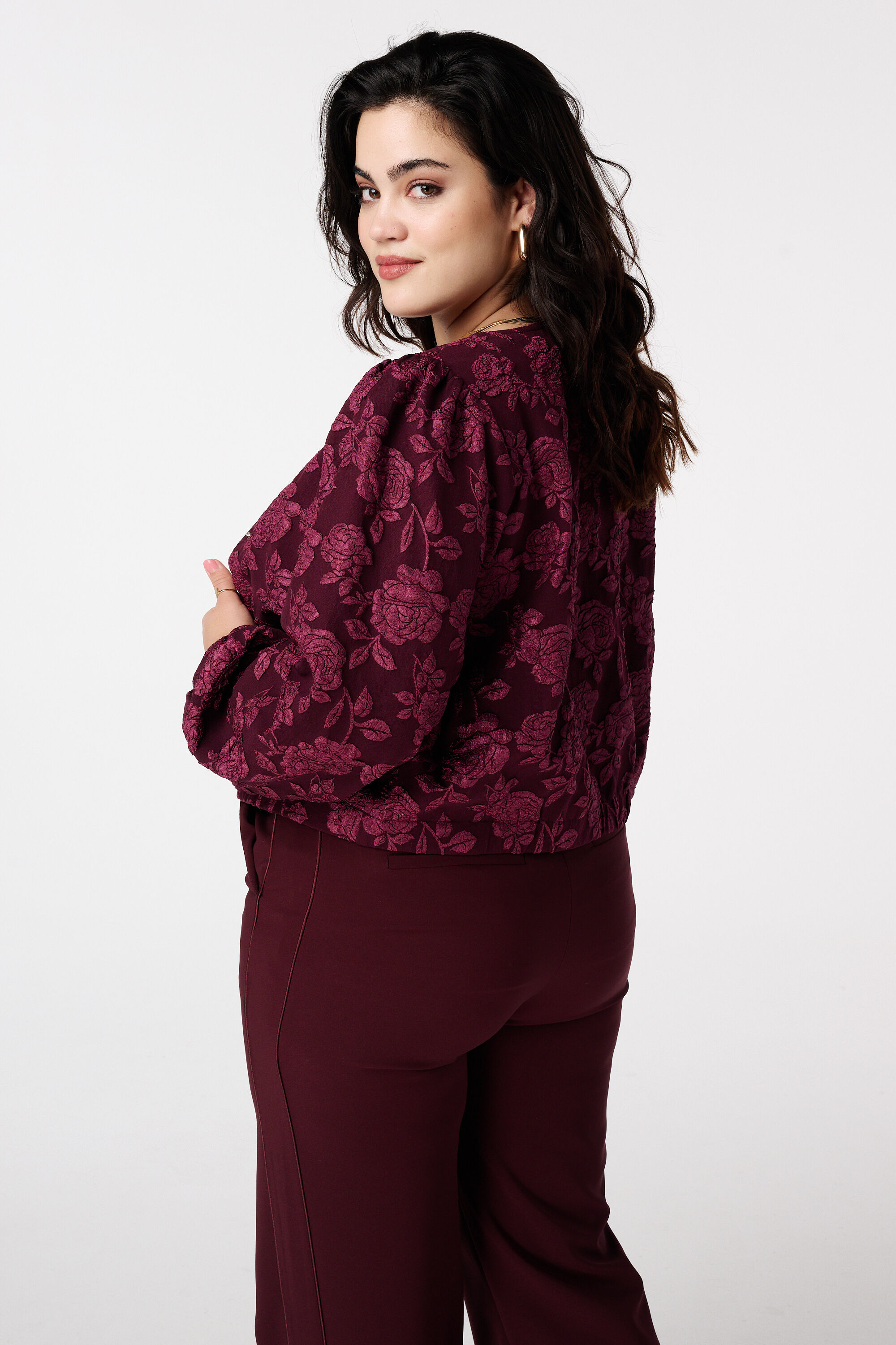 Blouson bomber jacquard &agrave; motif fleuri image number 3