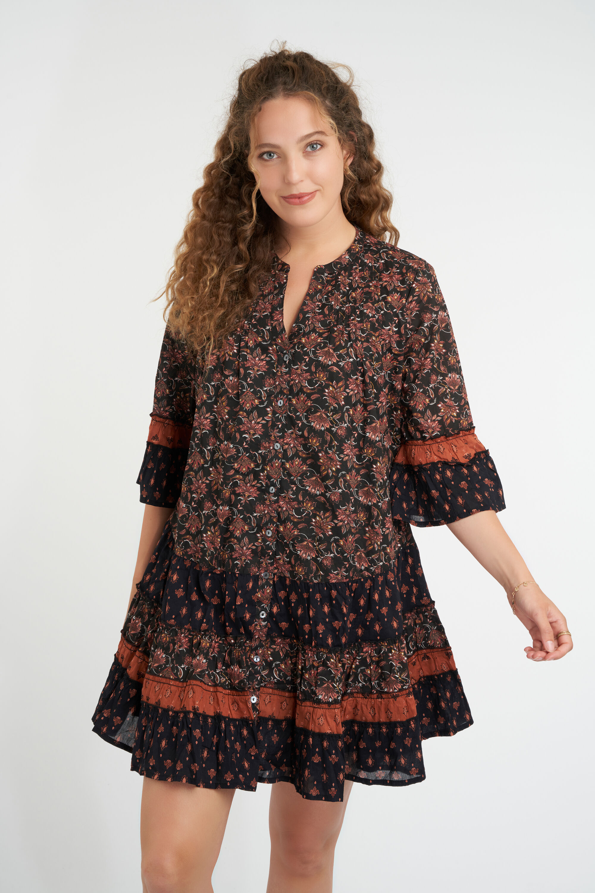 Robe coupe trap&egrave;ze &agrave; imprim&eacute;  image number 5