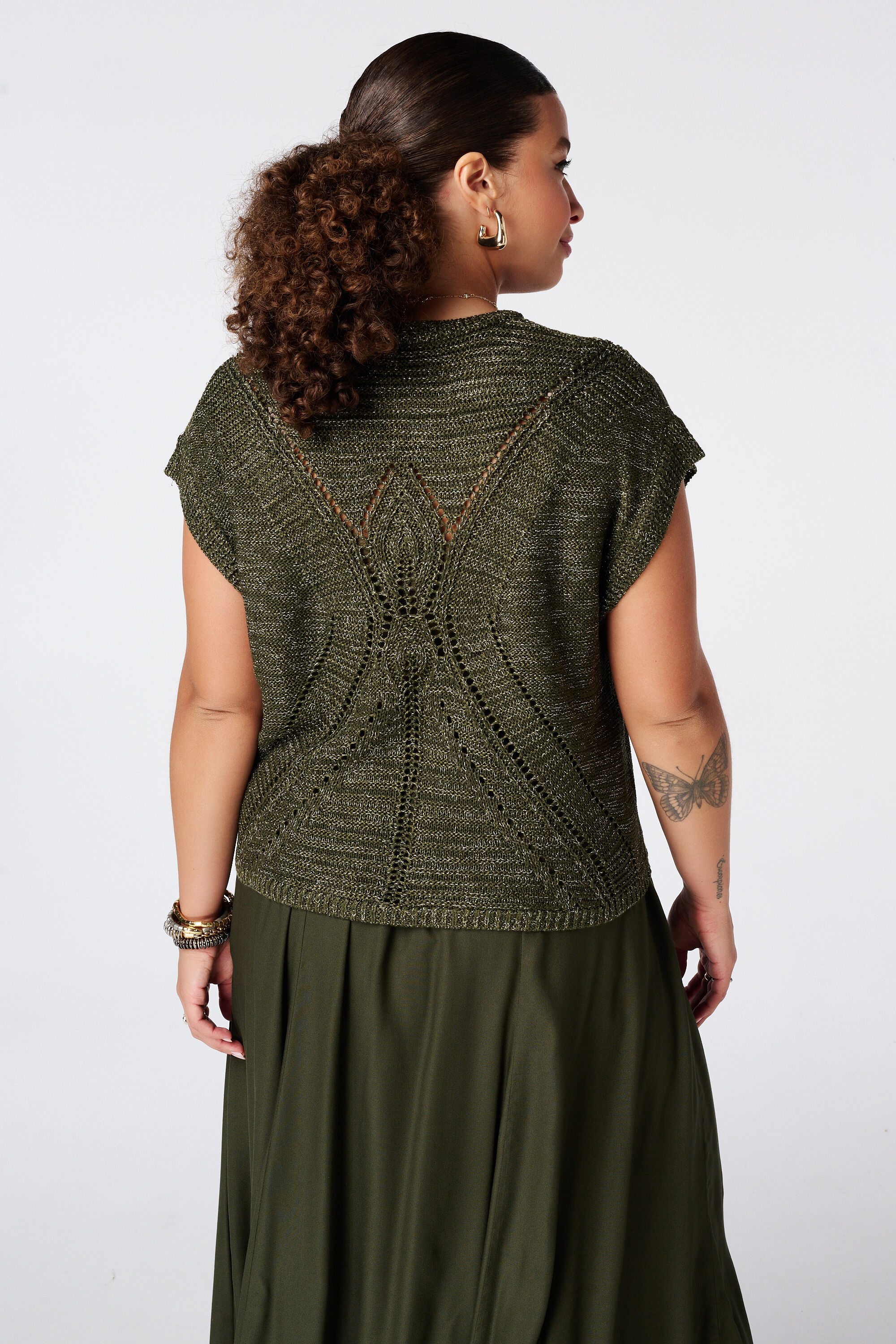 Pull en crochet &agrave; manches courtes image number 3