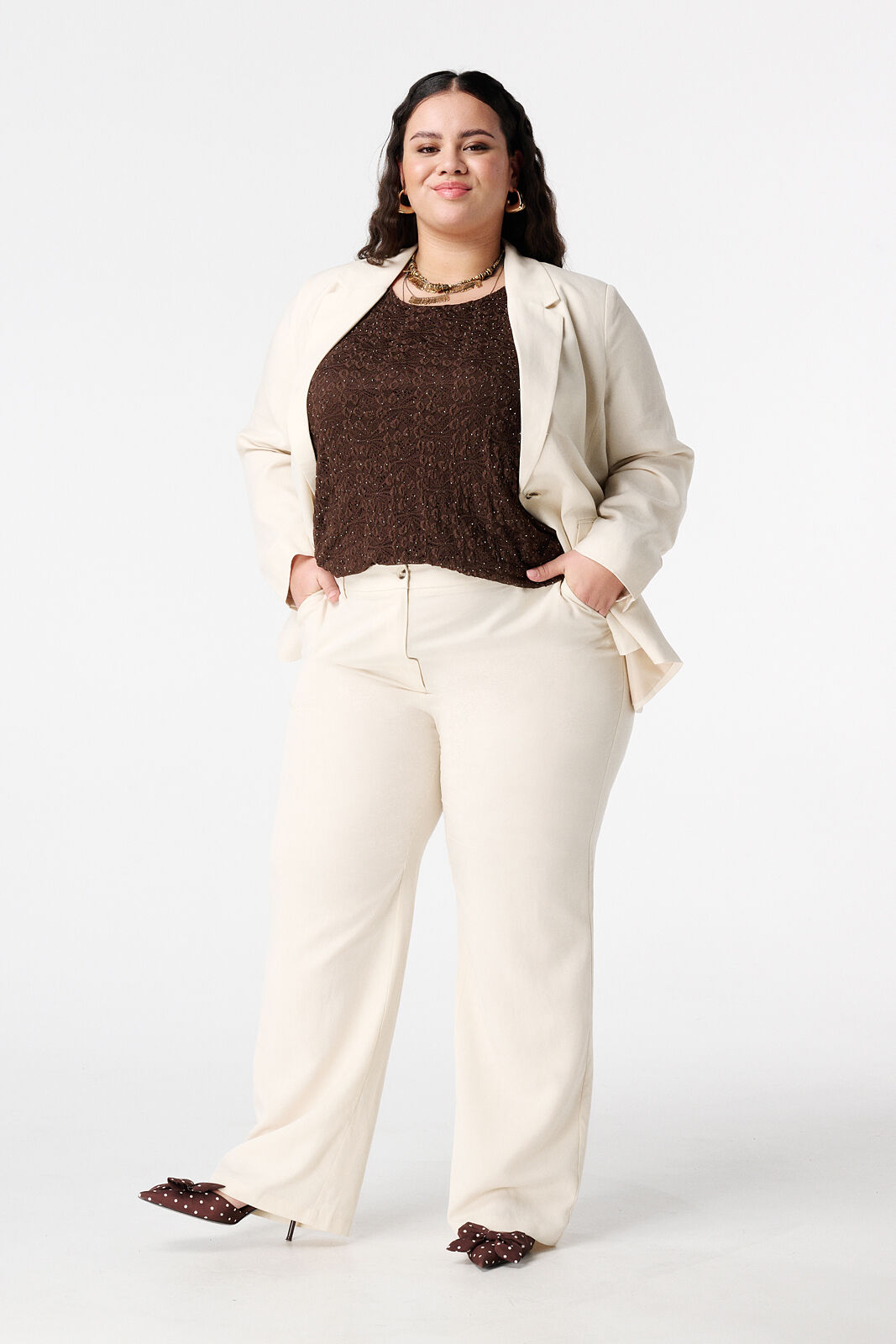 Pantalon wide leg en lin image number 0