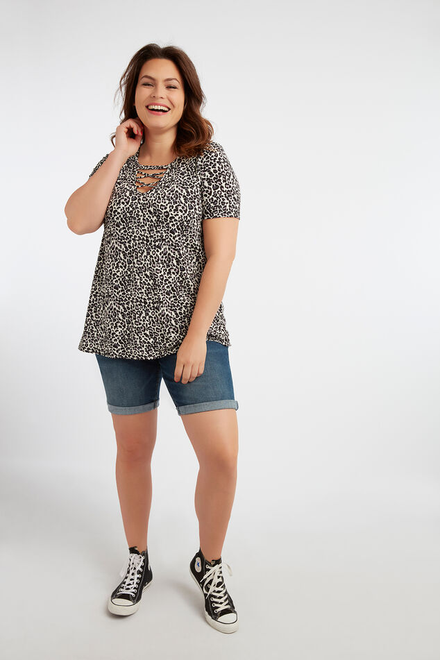 T-shirt avec fente en V et bretelles croisées image number 0