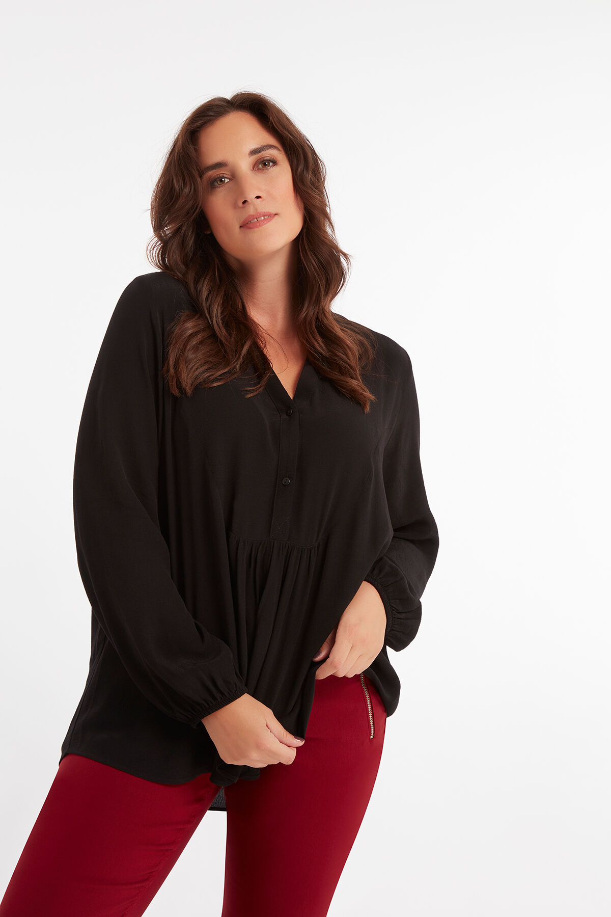 Pantalon jambe slim en bengaline image number 3