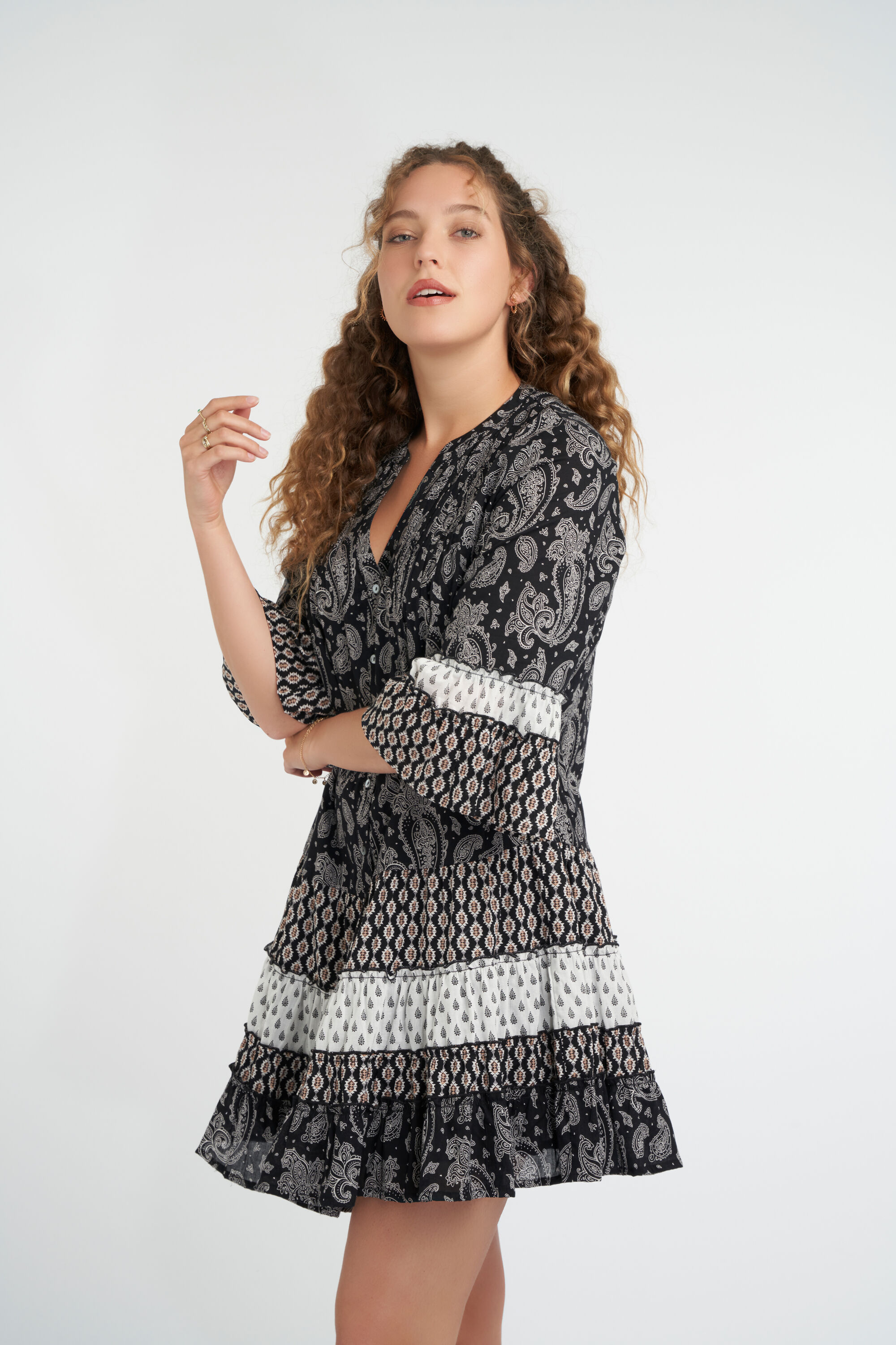 Robe coupe trap&egrave;ze &agrave; imprim&eacute;  image number 6