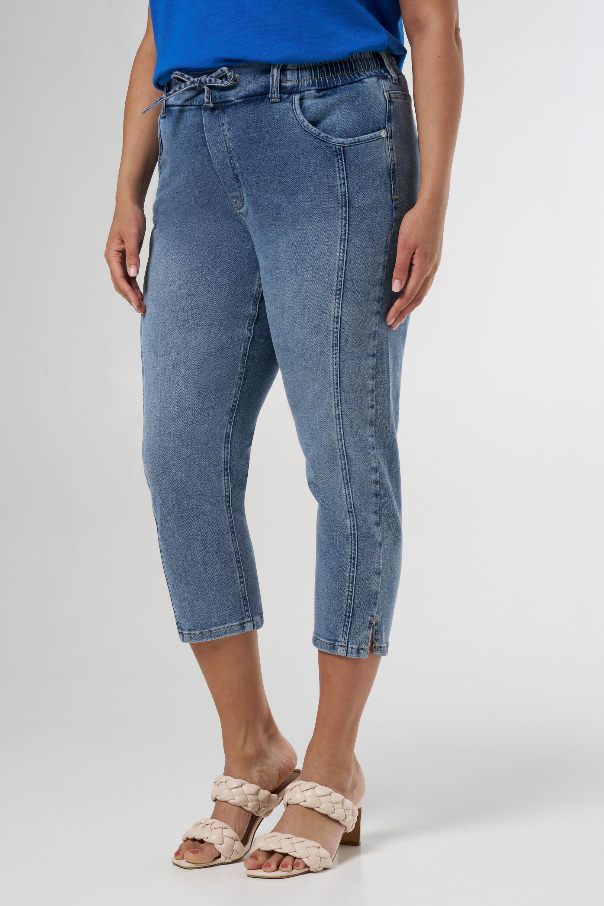 Femmes Pantalon longueur cheville avec ceinture elastique confortable MS Mode