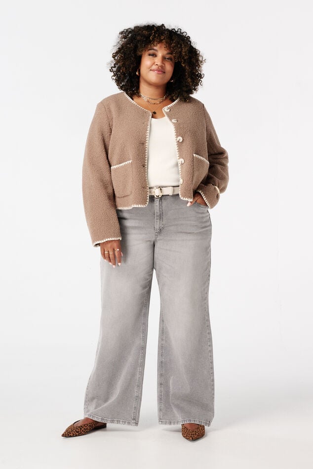 Veste Teddy avec coutures décoratives et fermeture à boutons image number 5