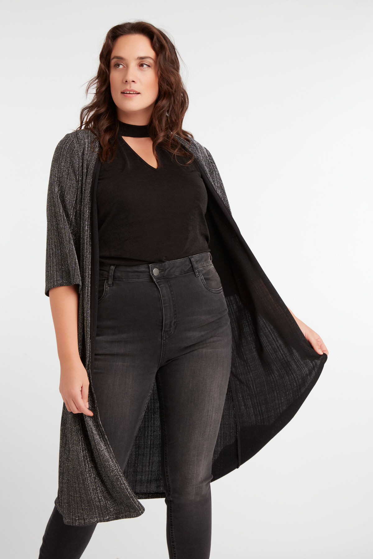 Cardigan long en lurex   image number 4