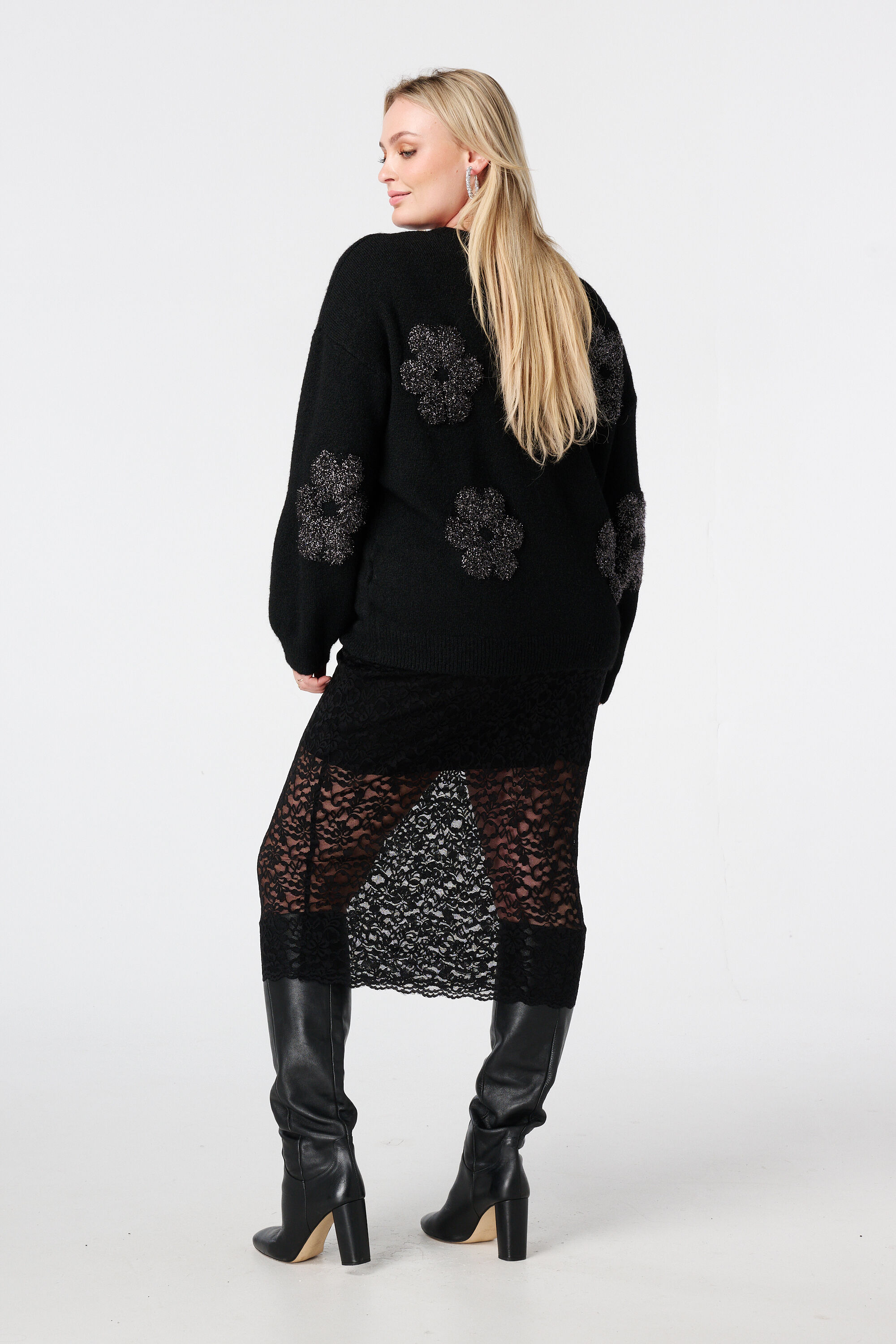 Jupe midi en dentelle avec jupon image number 3