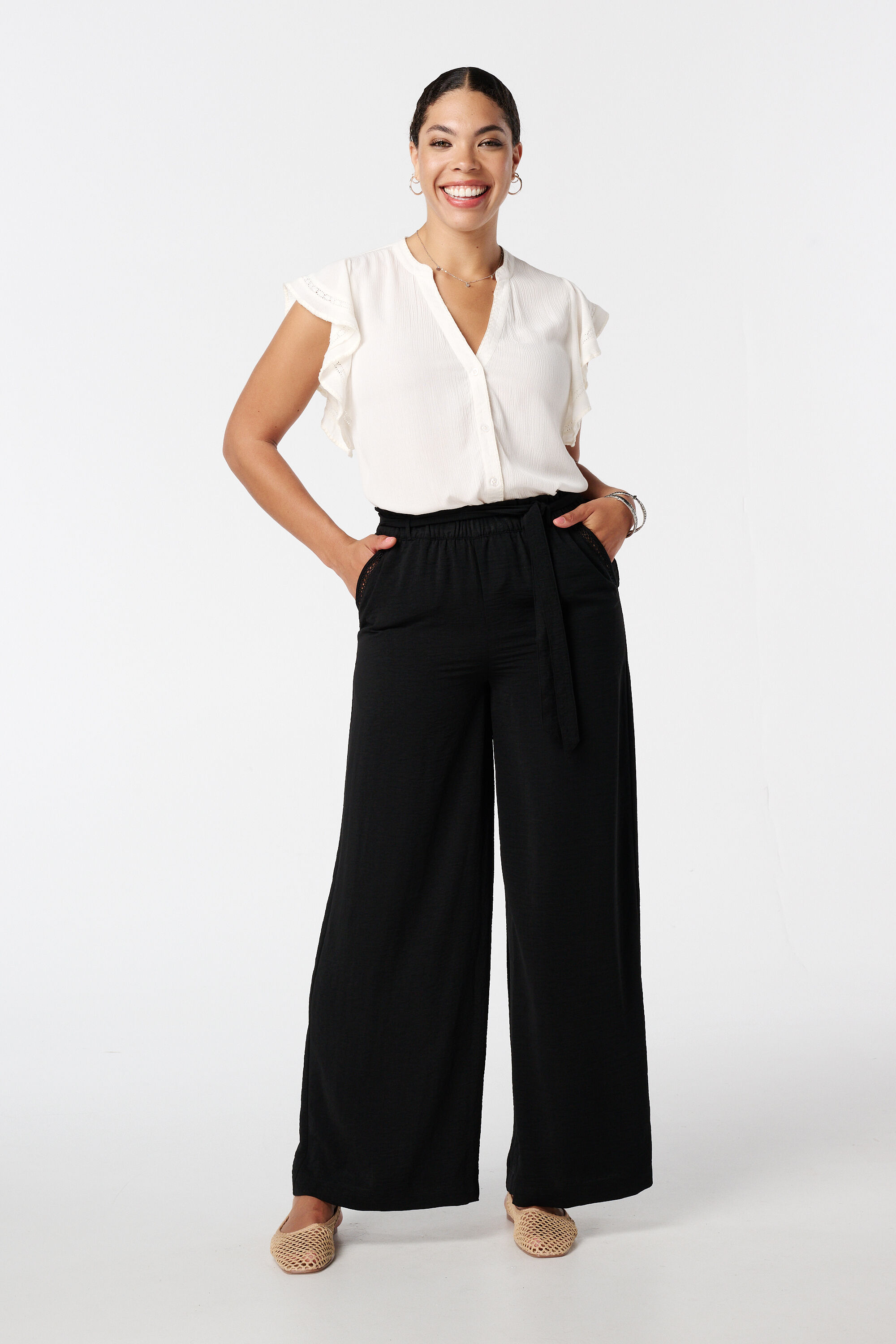 Chemisier &agrave; col en V et fermeture boutonn&eacute;e image number 5