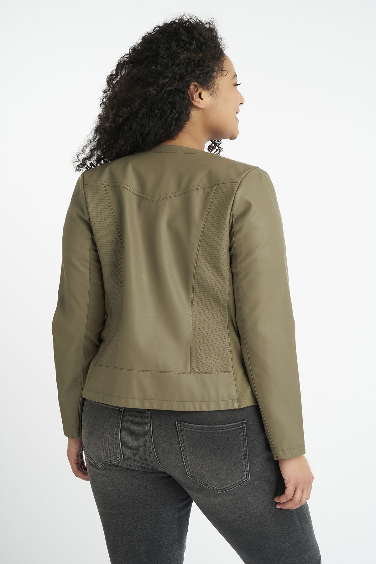 Veste motard en simili cuir &agrave; col rond image number 3