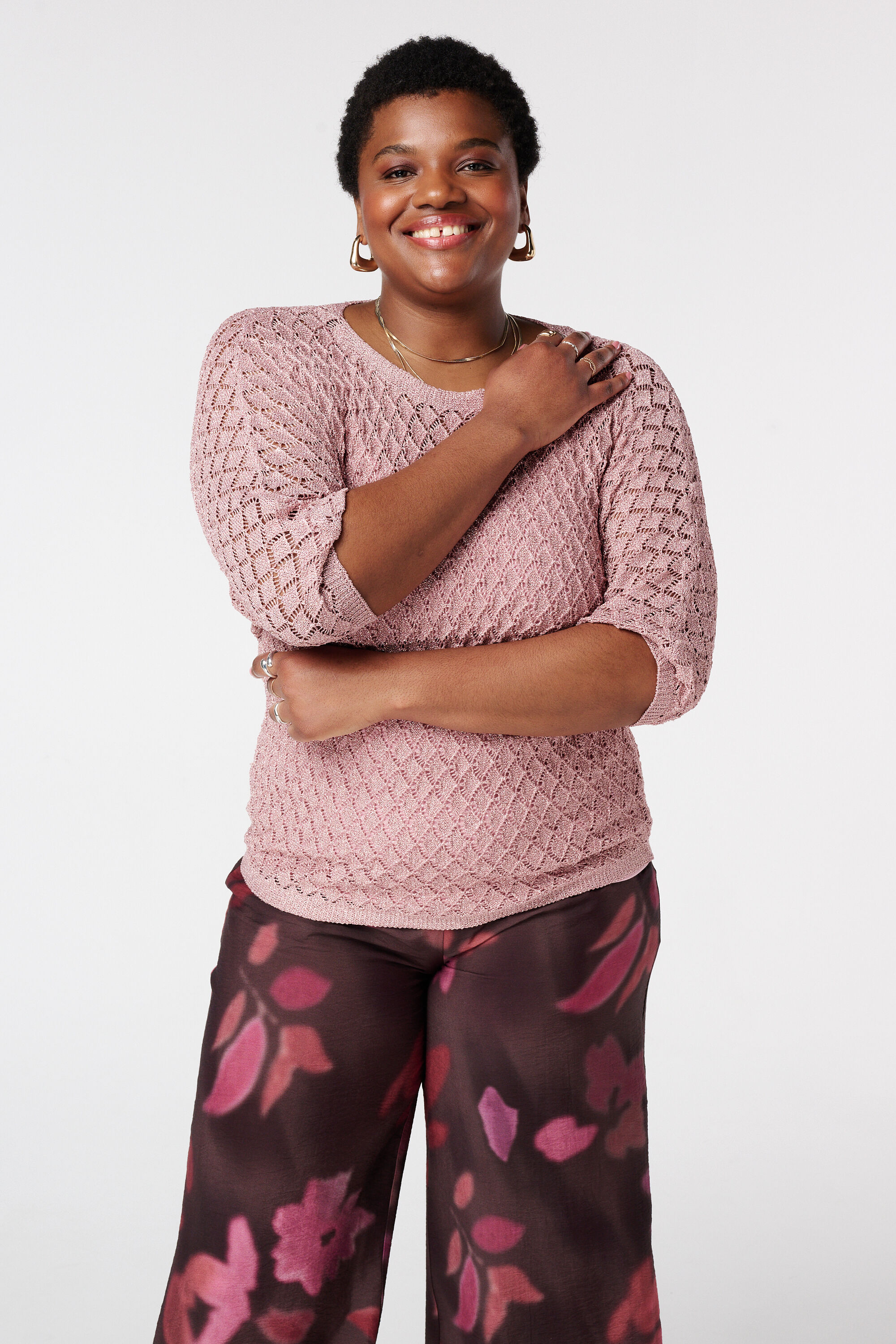 Pull crochet&eacute; avec lurex