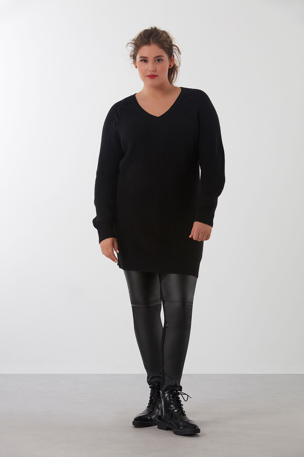 Leggings avec cuir synth&eacute;tique sur le devant image number 4