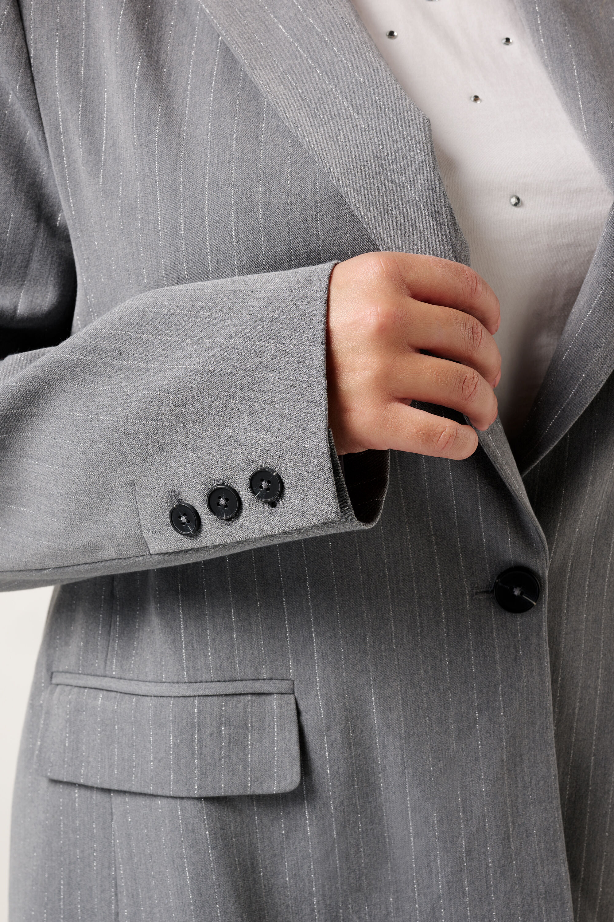 Blazer &agrave; rayures en lurex image number 4