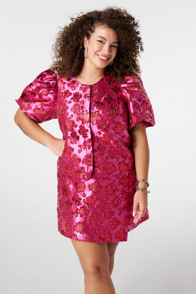 Haut jacquard pailleté à manches bouffantes image number 0