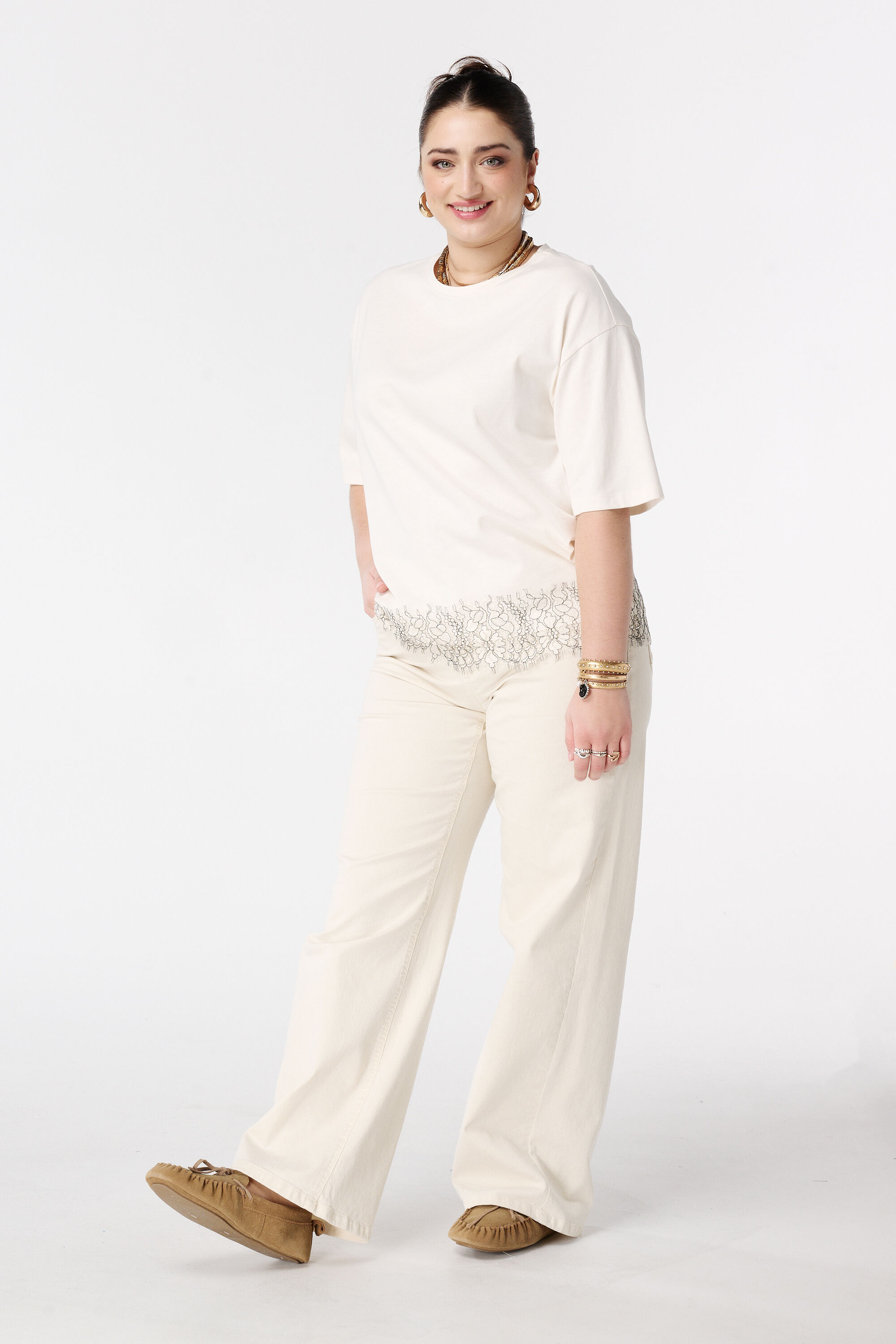 T-shirt oversize avec dentelle image number 5