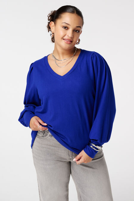 Pull finement tricoté à manches bouffantes Pull finement tricoté à manches bouffantes