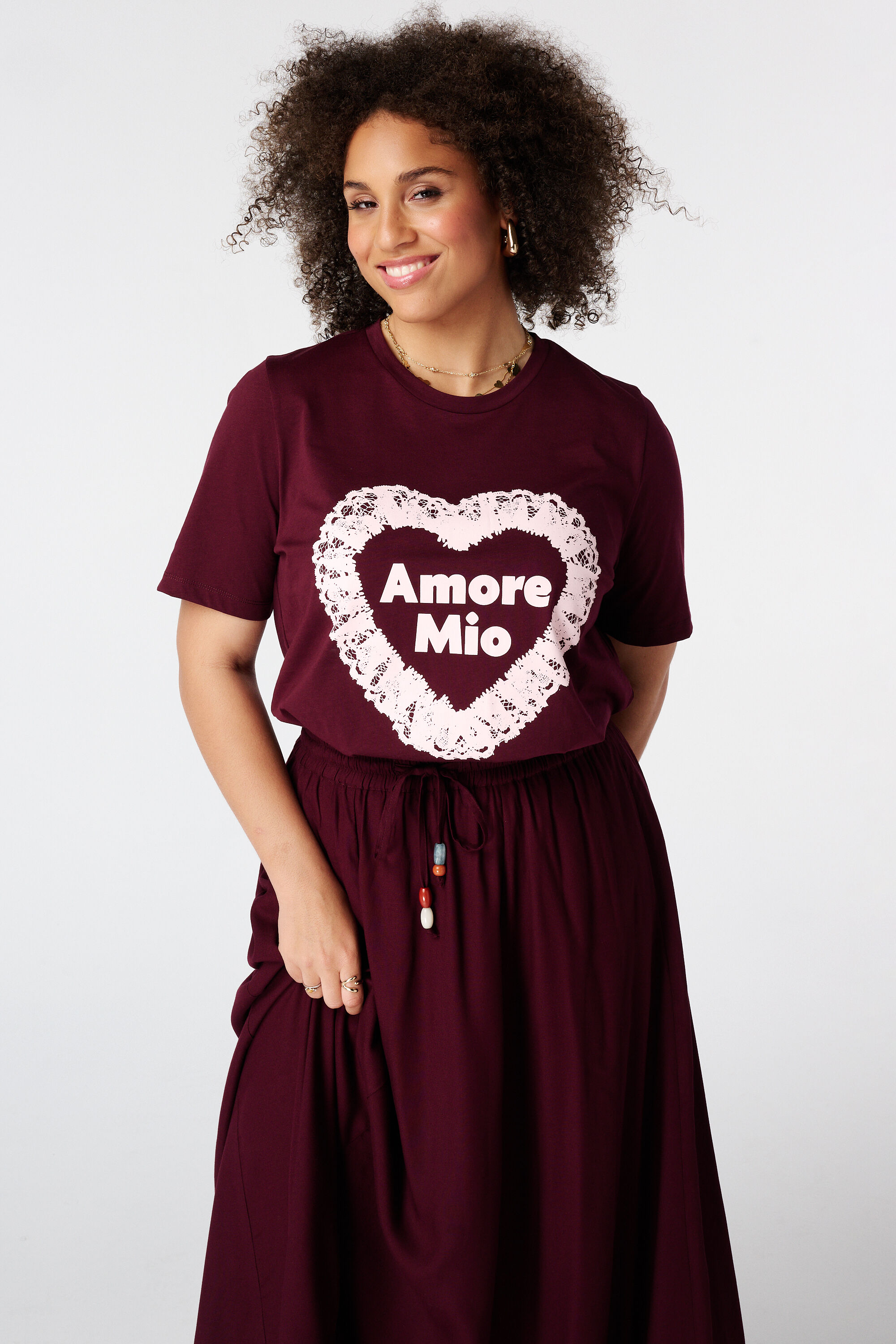 T shirt avec illustration en dentelle