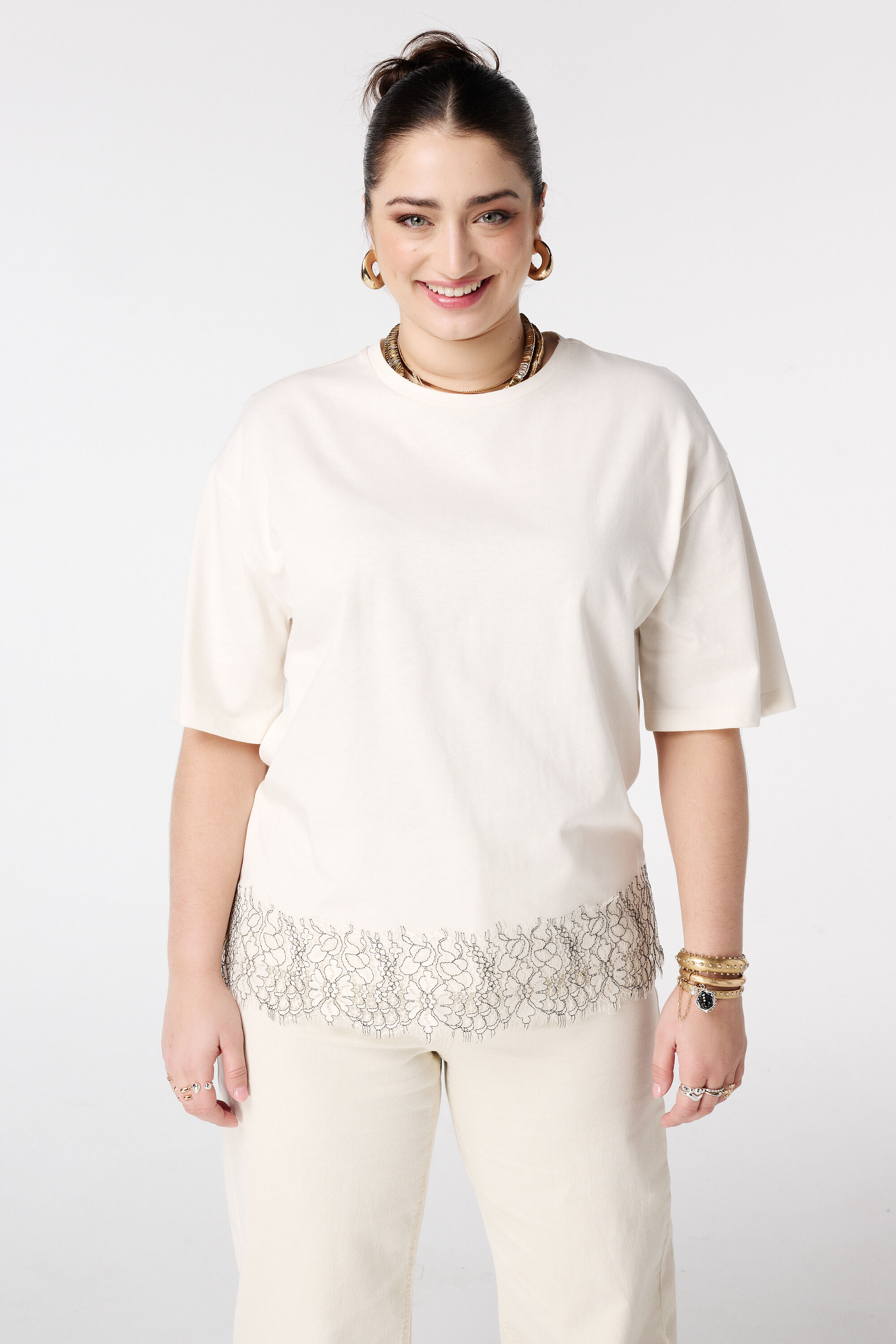 T-shirt oversize avec dentelle