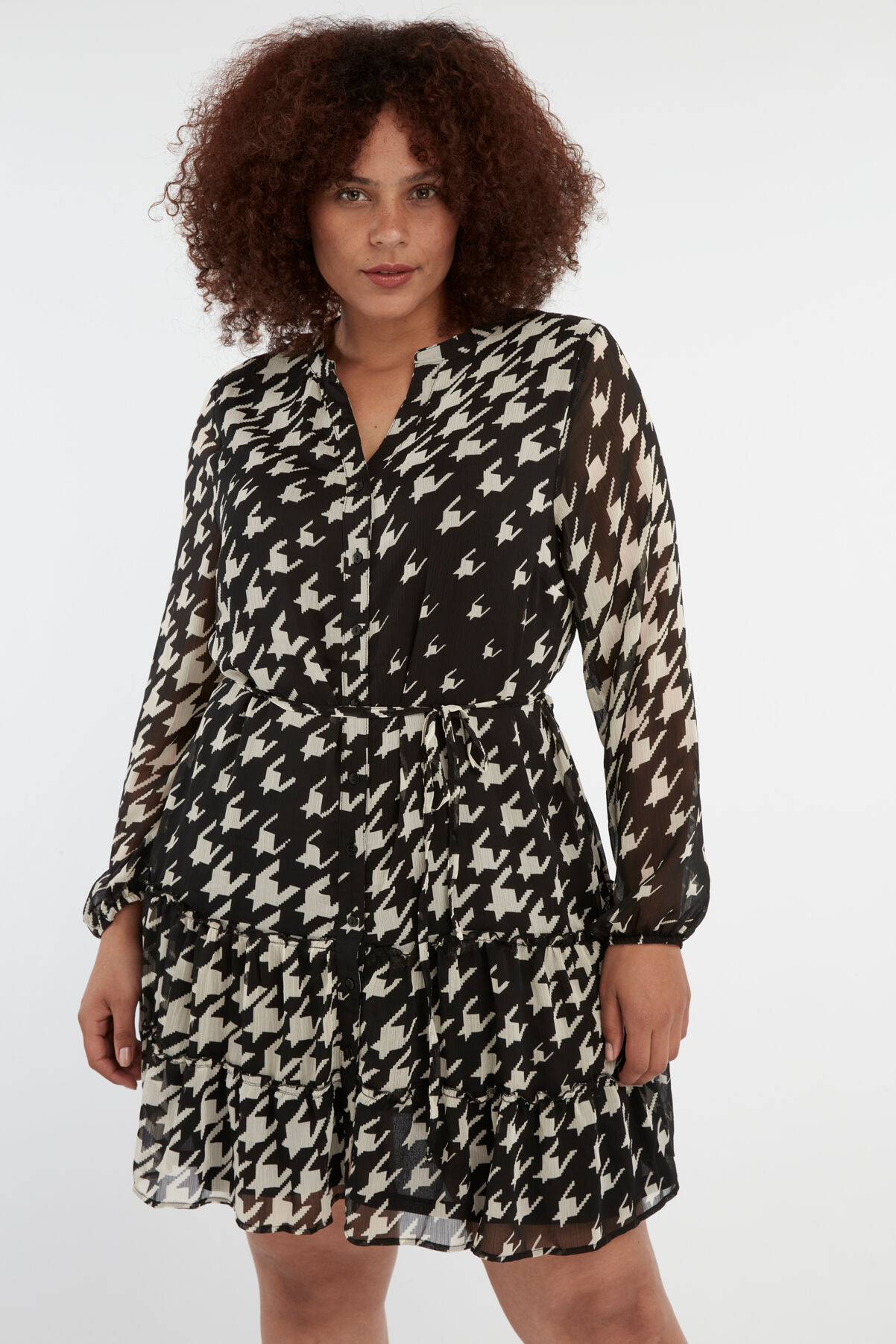 Femmes Robe a imprime pied de poule MS Mode
