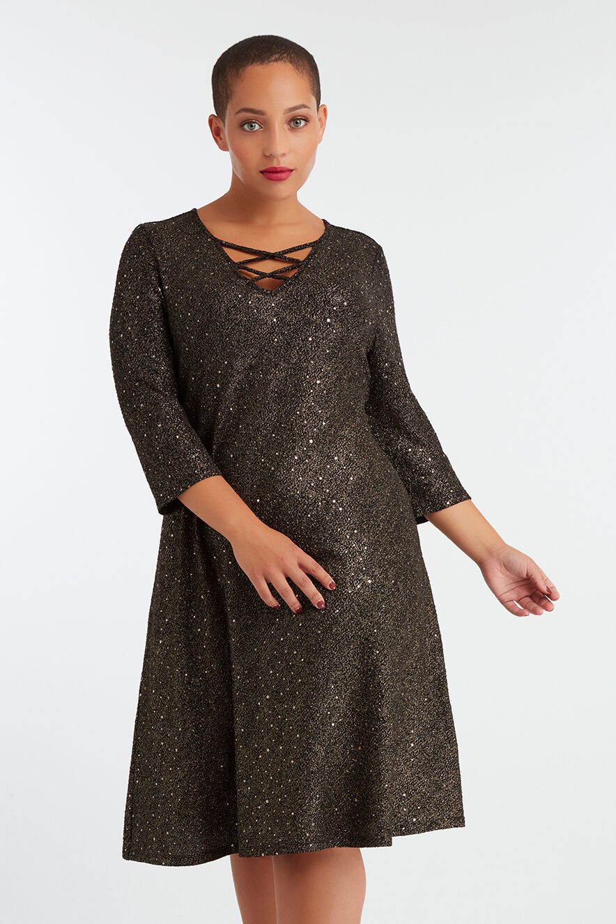 Robe de soir&eacute;e &agrave; paillettes et en lurex image number 7