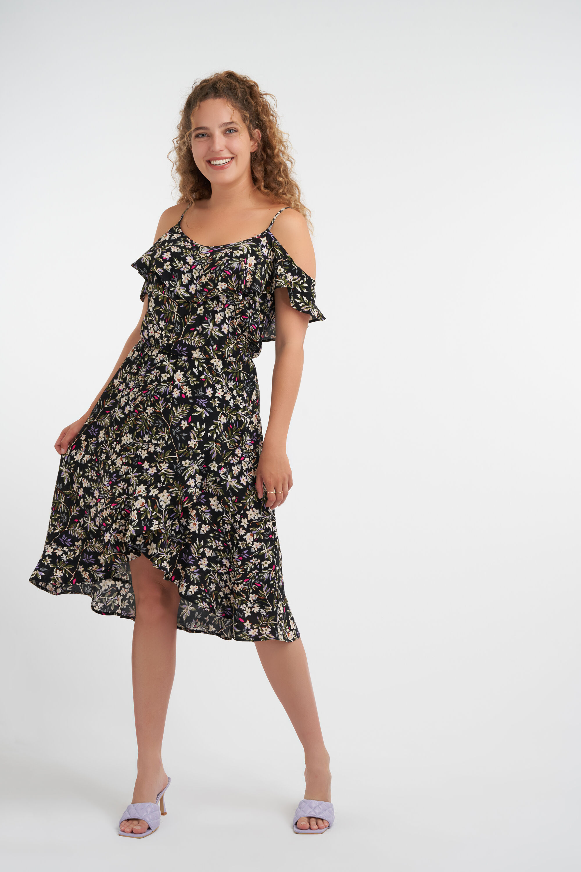Robe portefeuille &agrave; &eacute;paules ajour&eacute;es  image number 6