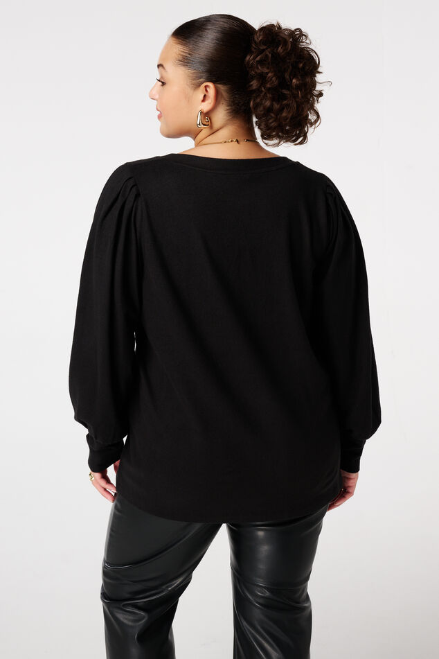 Pull finement tricoté à manches bouffantes image number 3