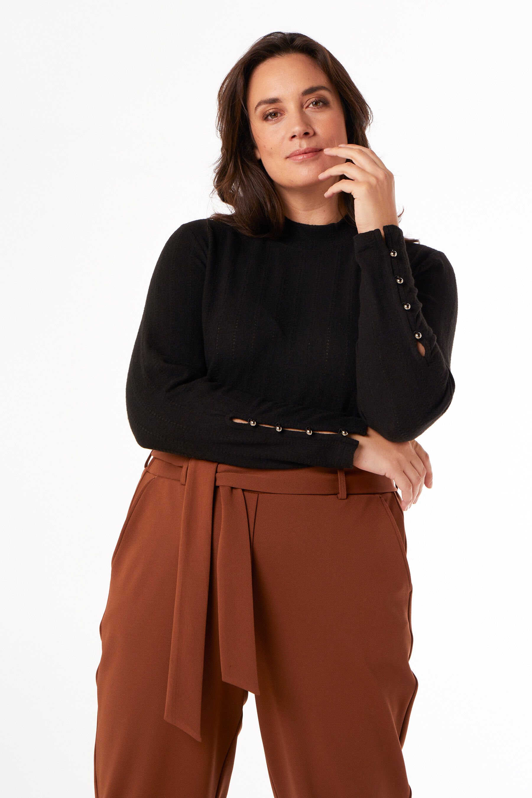 Haut c&ocirc;tel&eacute; &agrave; col montant image number 6