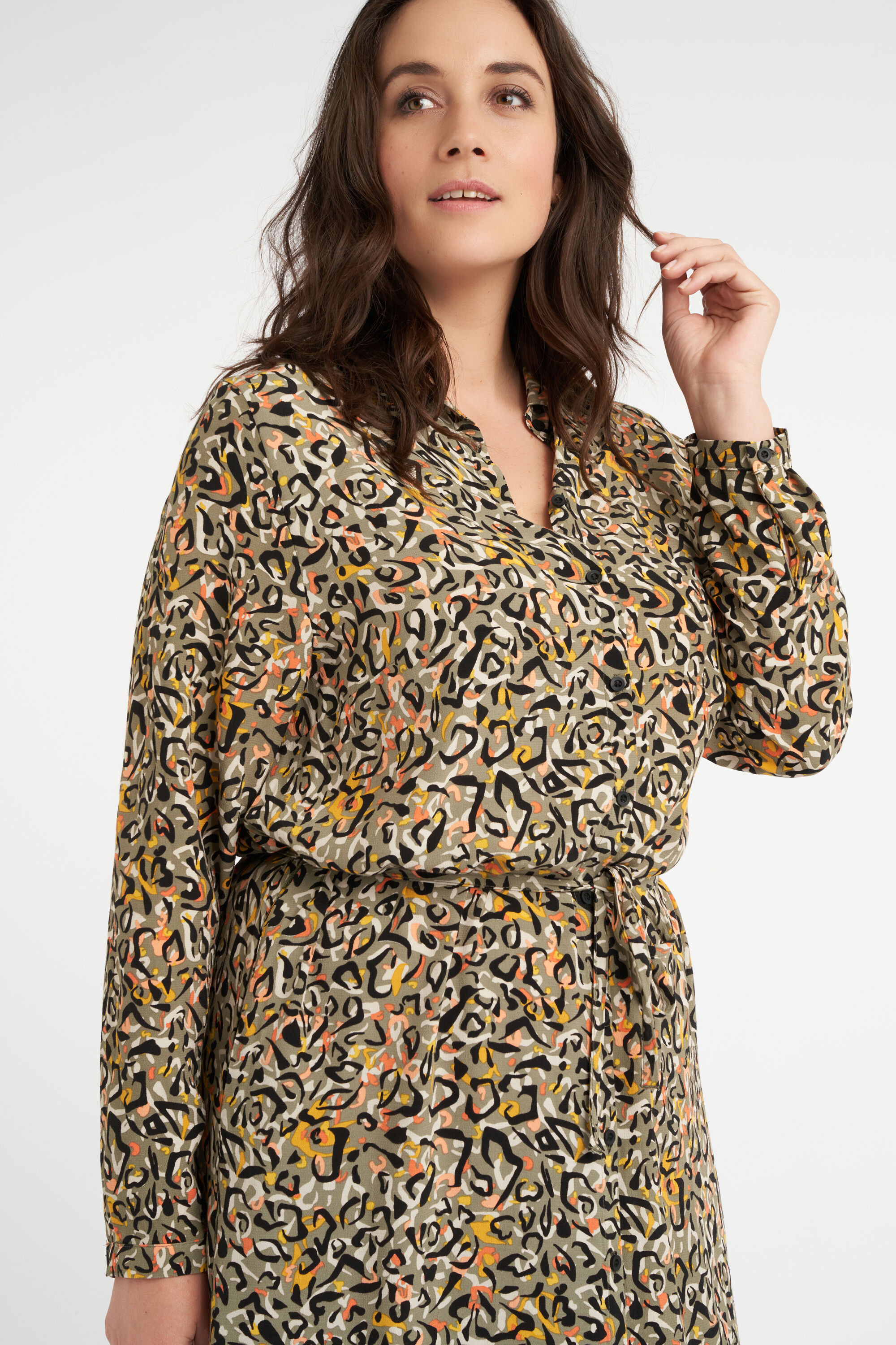 Robe longue avec ceinture &agrave; nouer image number 5