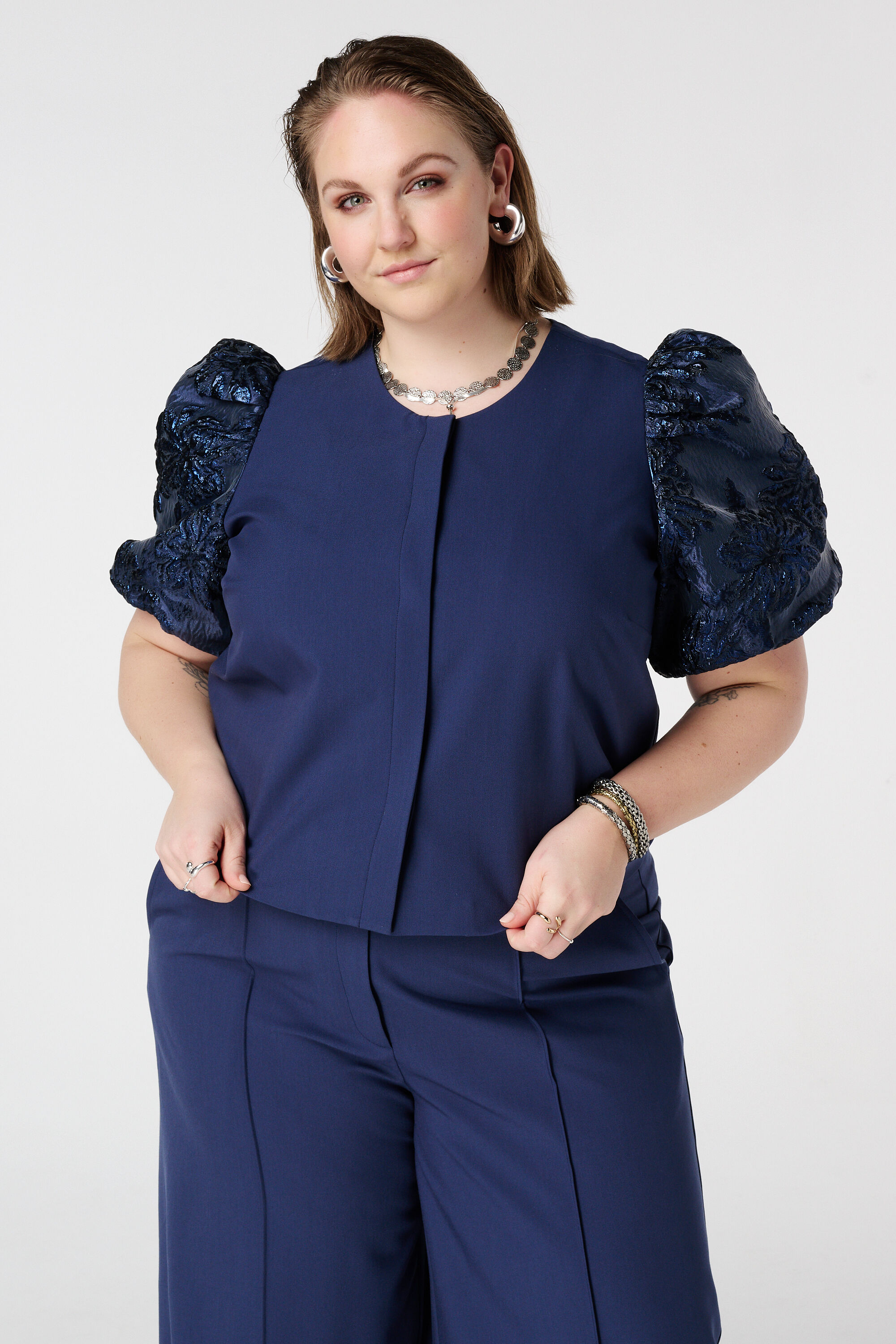 Haut avec manches en jacquard image number 0