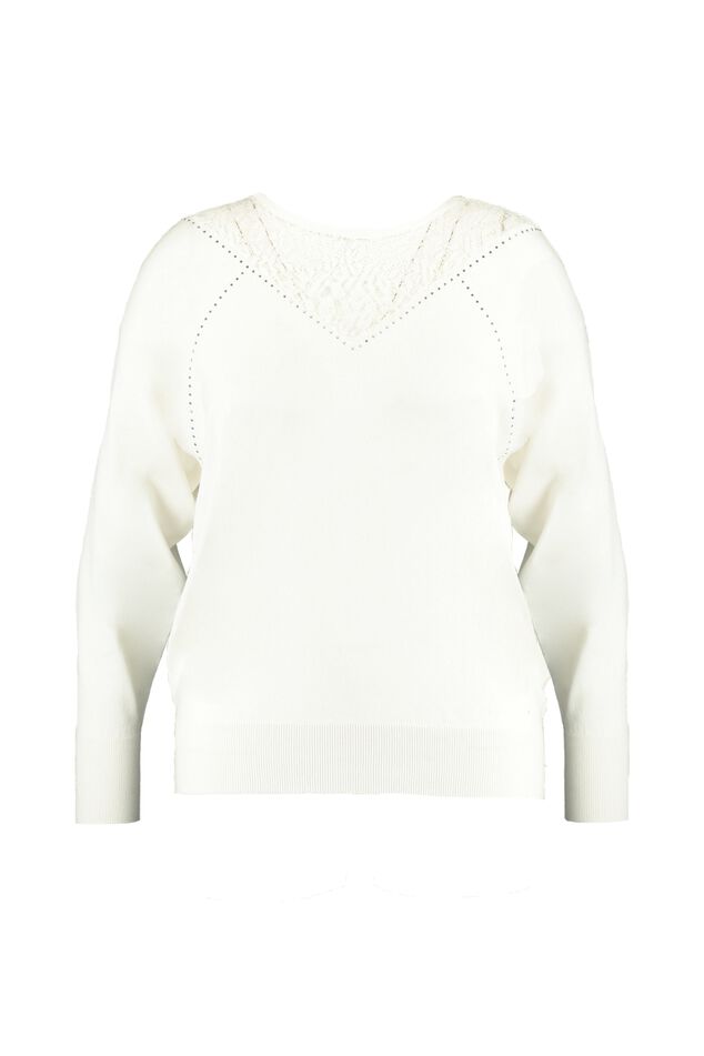 Haut en crochet avec motif ajouré et taille à cordon image number 1