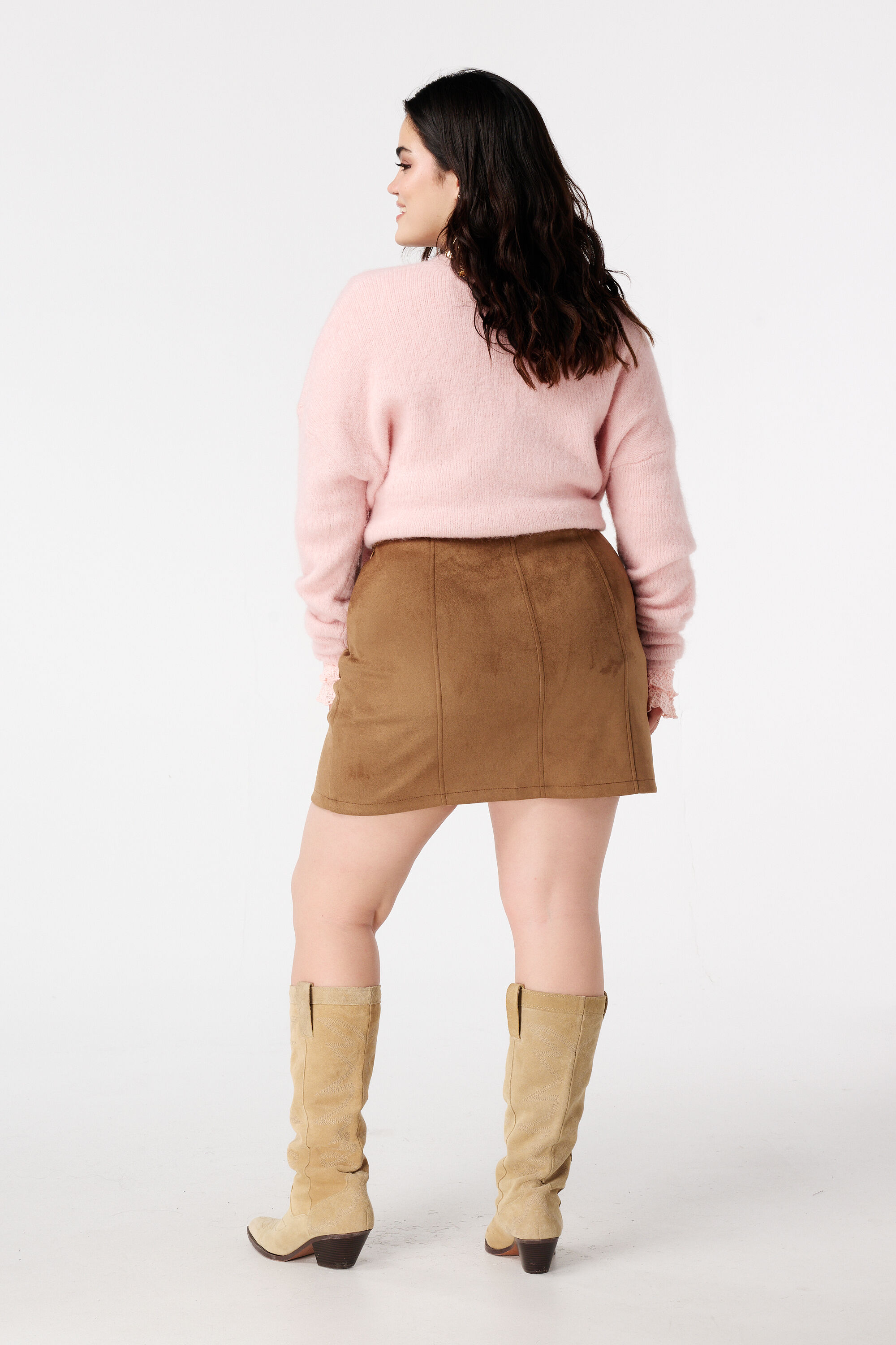 Jupe effet su&eacute;dine avec surpiq&ucirc;res image number 3