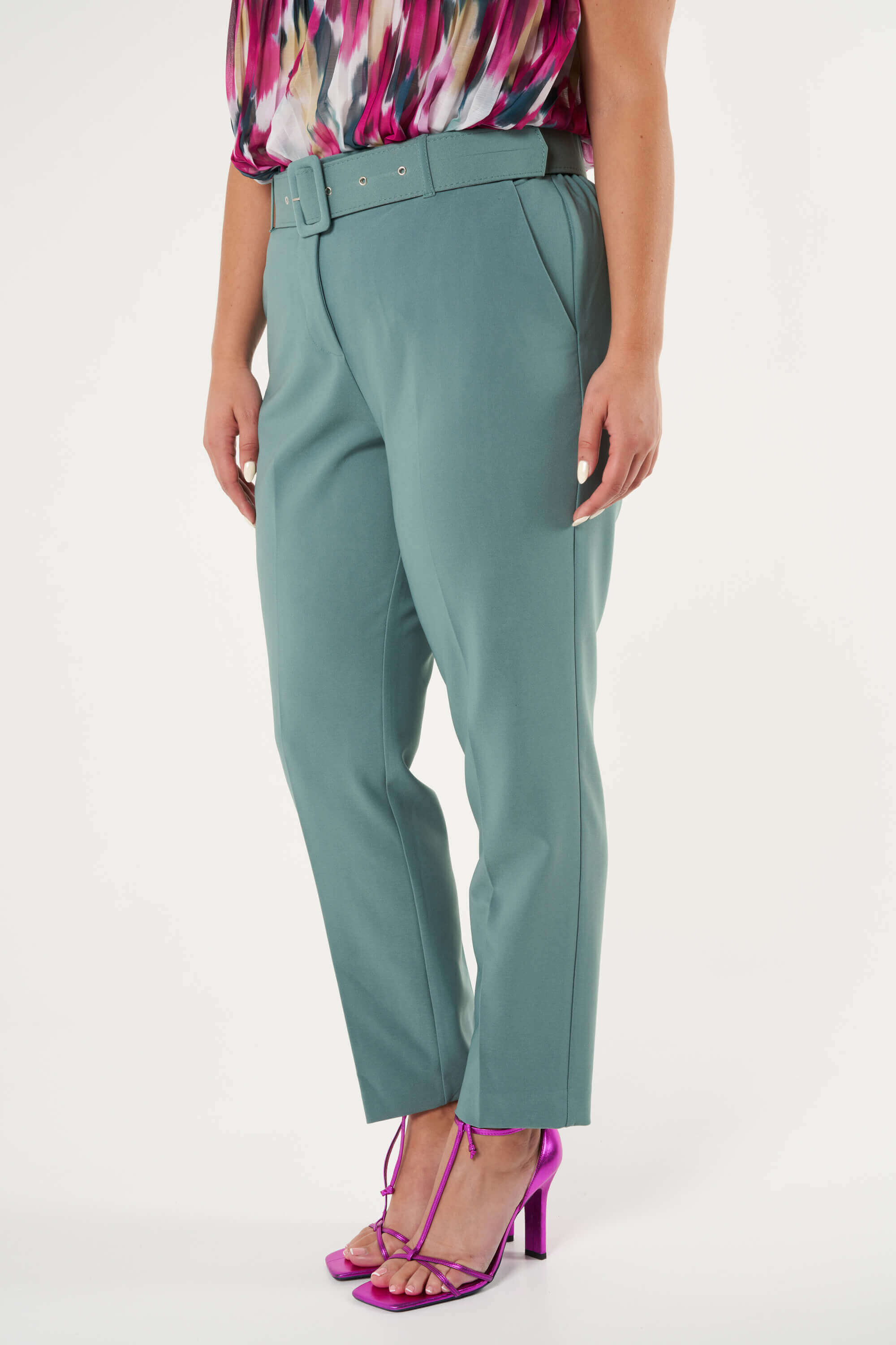 Femmes Pantalon avec ceinture Menthe clair MS Mode