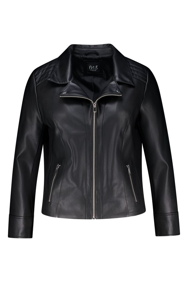Veste élégante en cuir ornée de détails argentés image number 1