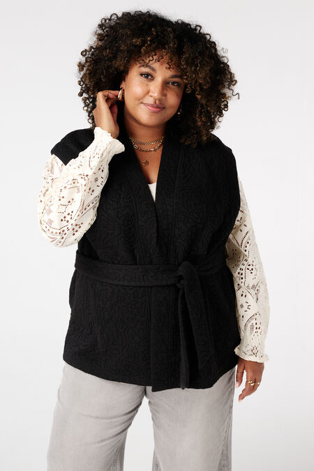 Gilet mi-long avec ceinture à nouer Gilet mi-long avec ceinture à nouer