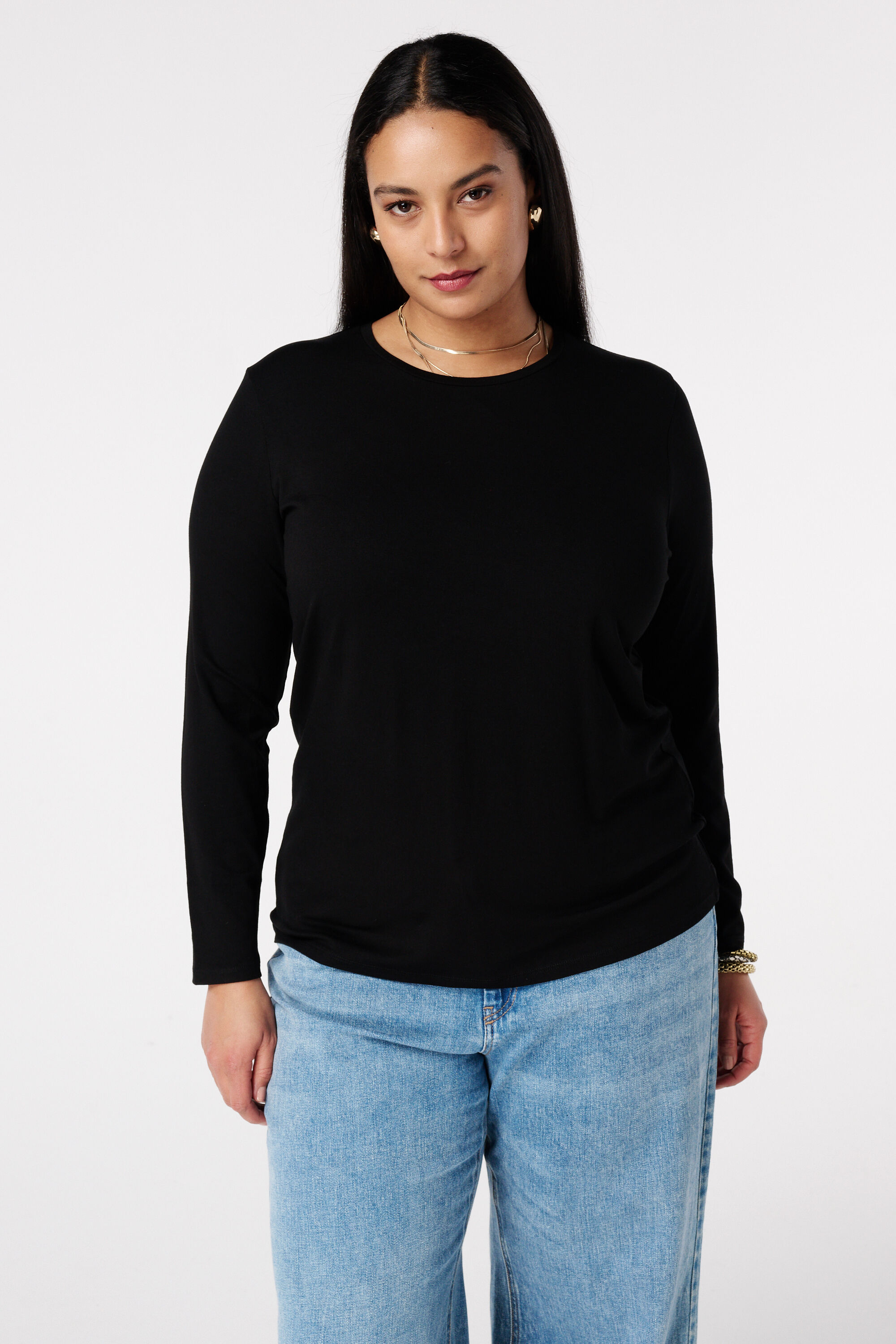 Haut &agrave; manches longues et col rond