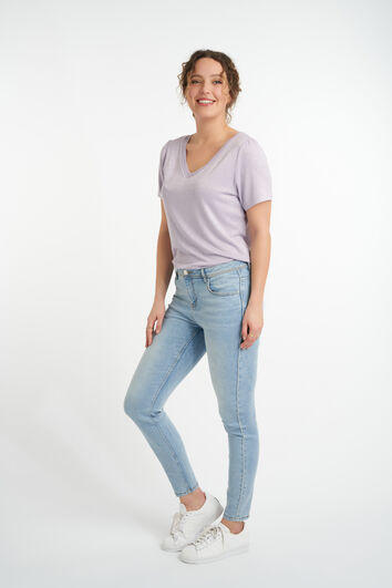 Jean &agrave; rayures scintillantes