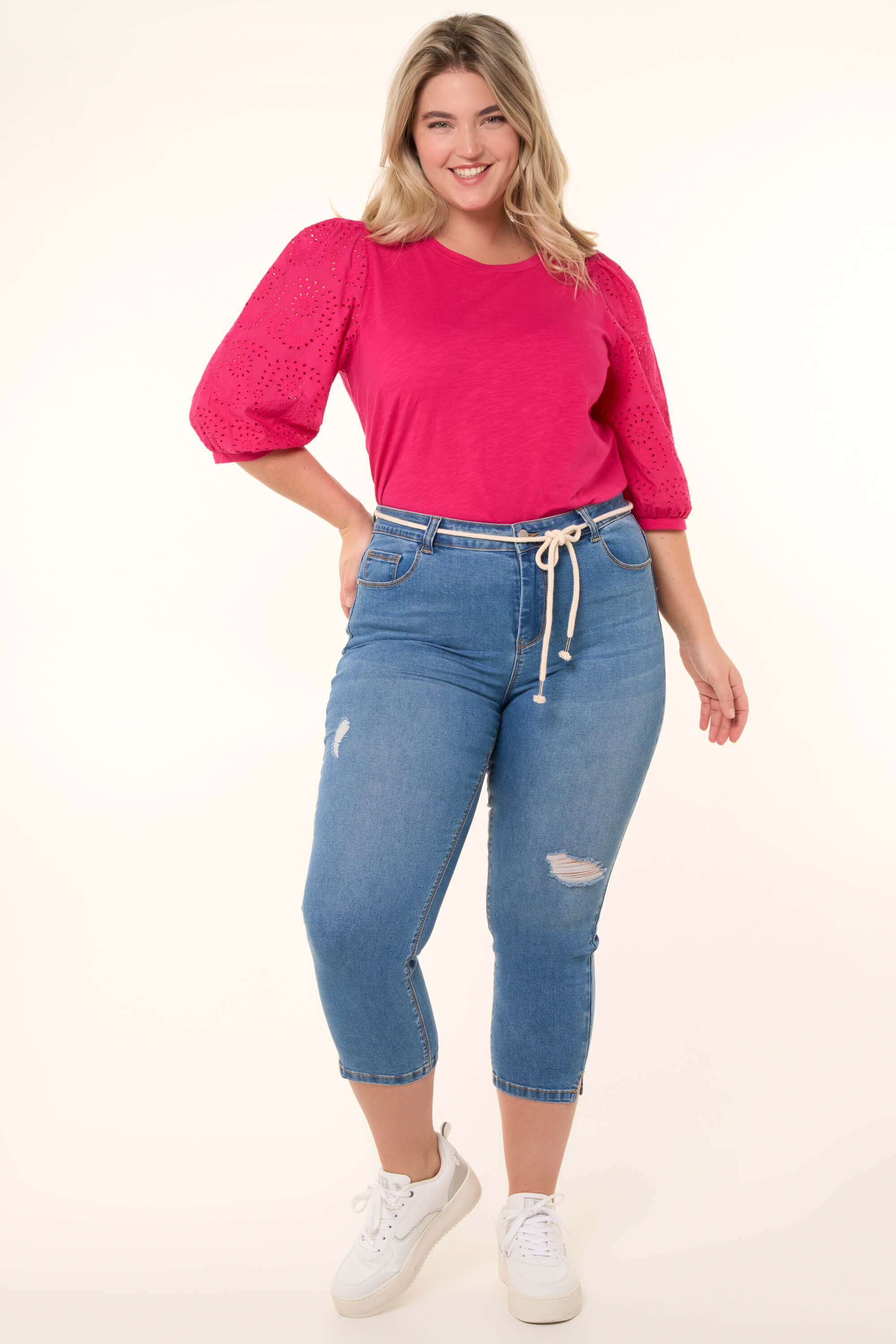 Jean Capri Miss Me Taille 26 X 22 - Coupe Moyenne, Manchettes, Bleu, Neuf Avec étiquette