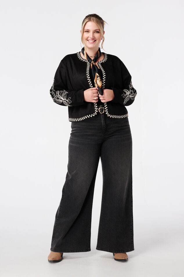 Veste aspect suédé avec broderies  image number 5