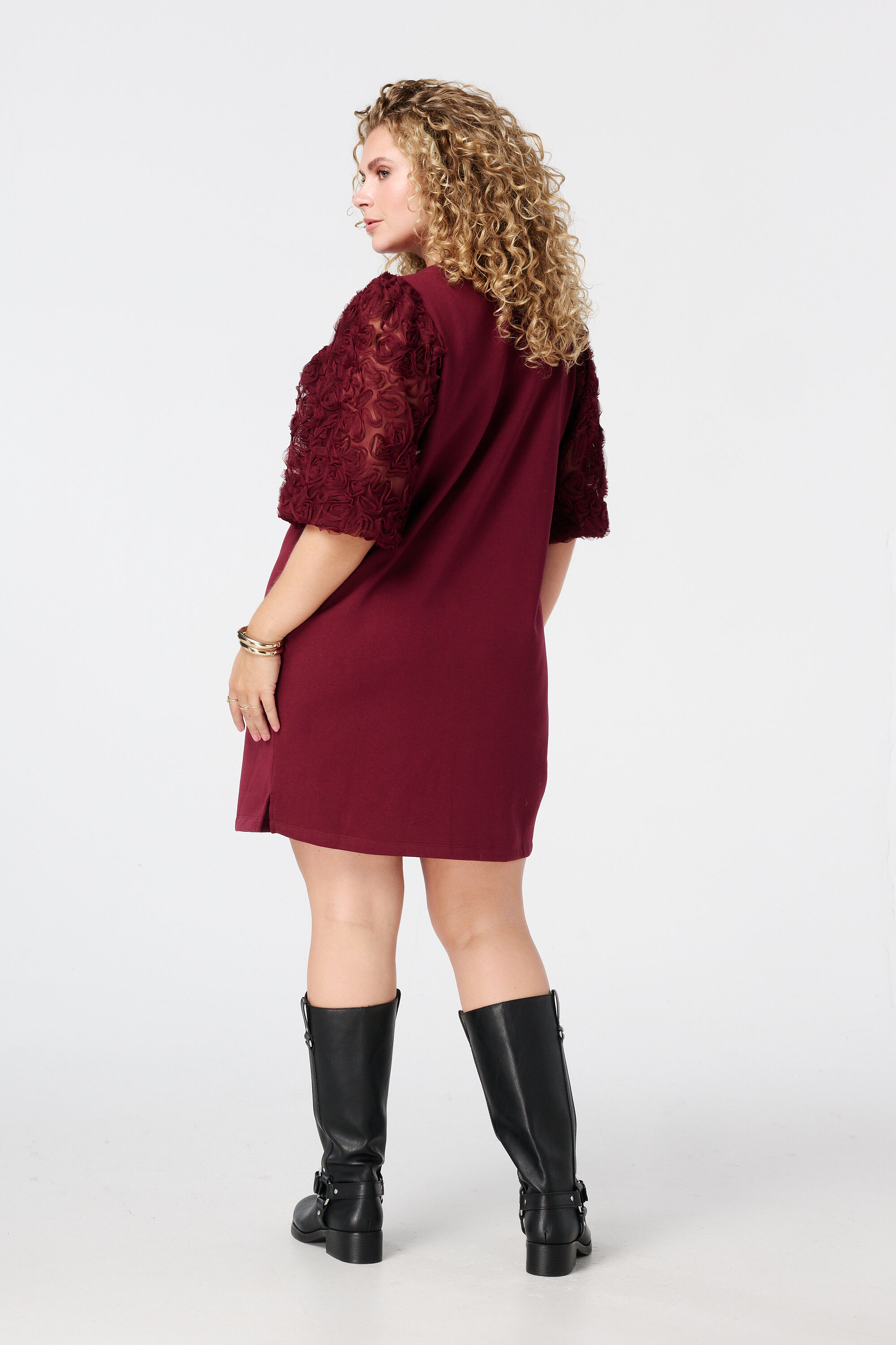 Robe sweat &agrave; manches transparentes et imprim&eacute; image number 3