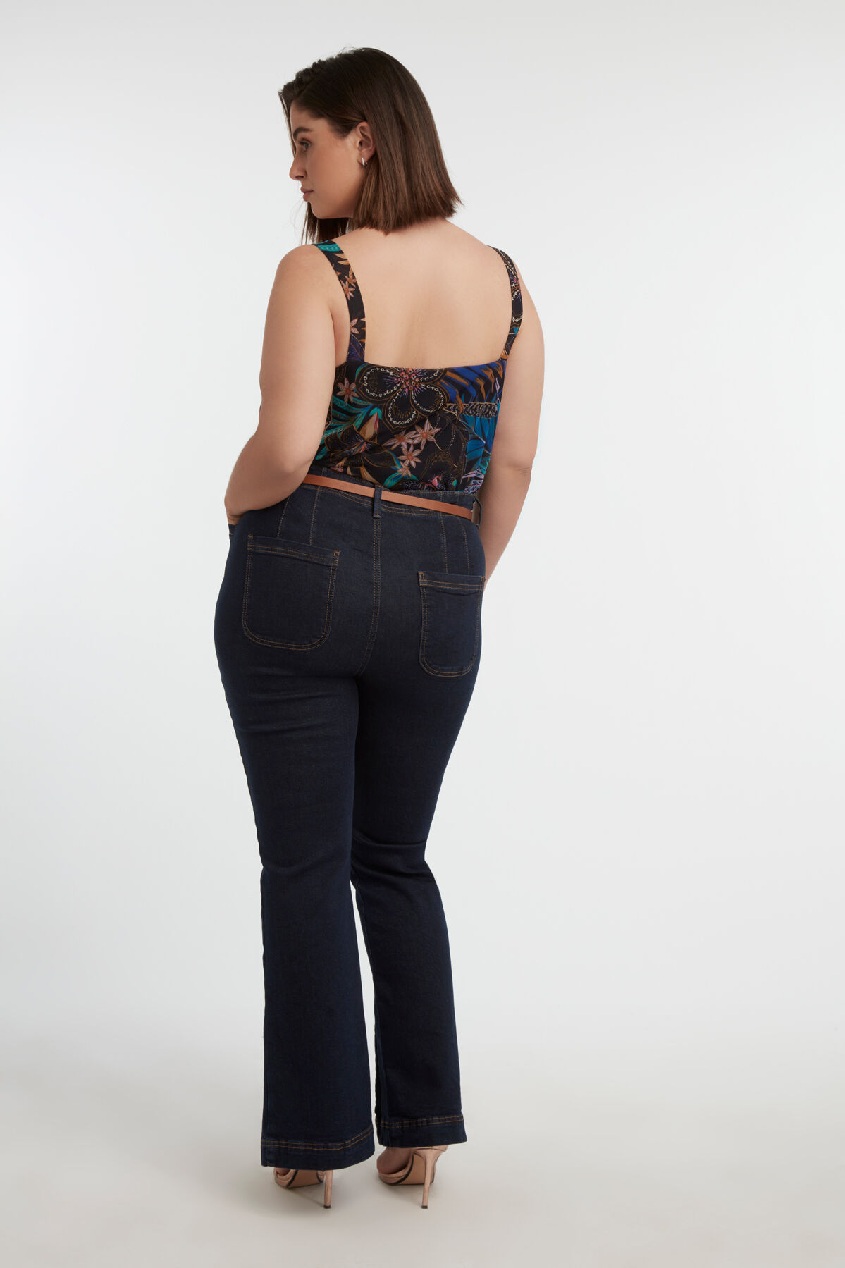 Femmes Jean taille haute avec fentes MS Mode