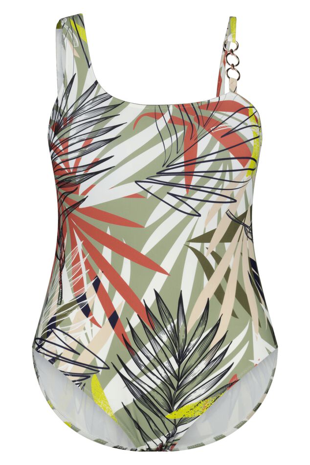 Maillot de bain imprimé feuilles avec détails métalliques image number 2
